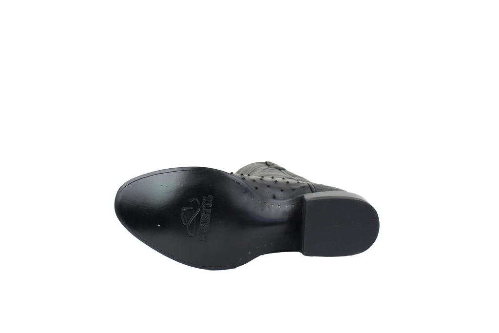 Full Quill Ostrich Black - Round Toe