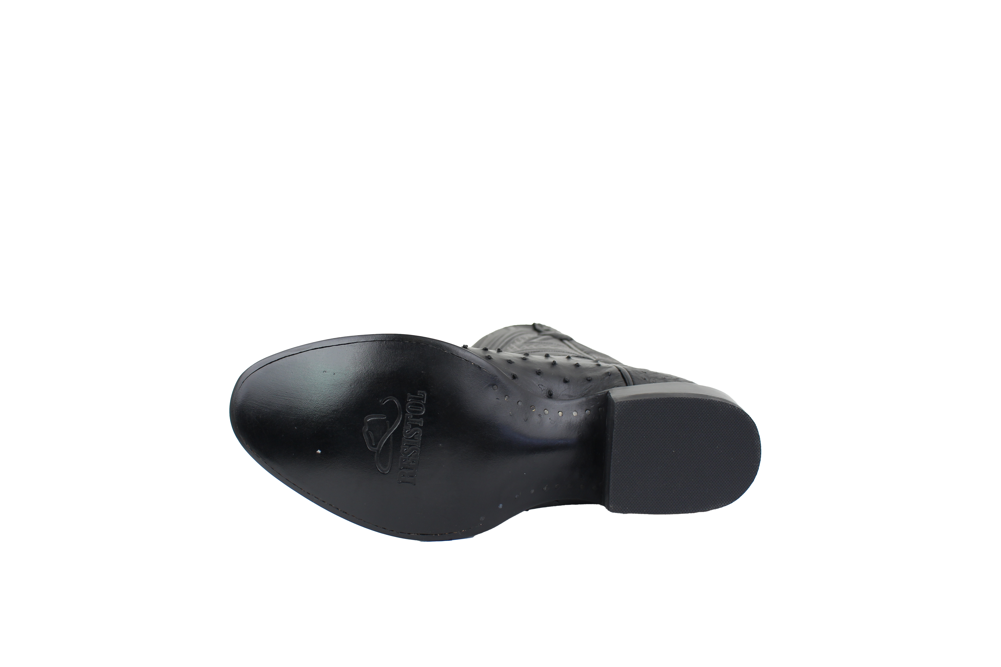Full Quill Ostrich Black - Round Toe