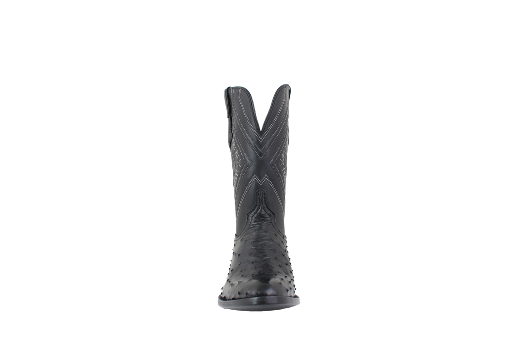 Full Quill Ostrich Black - Round Toe