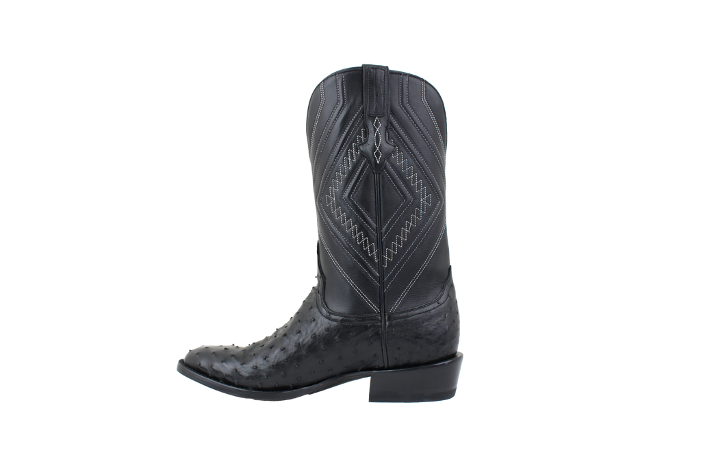 Full Quill Ostrich Black - Round Toe