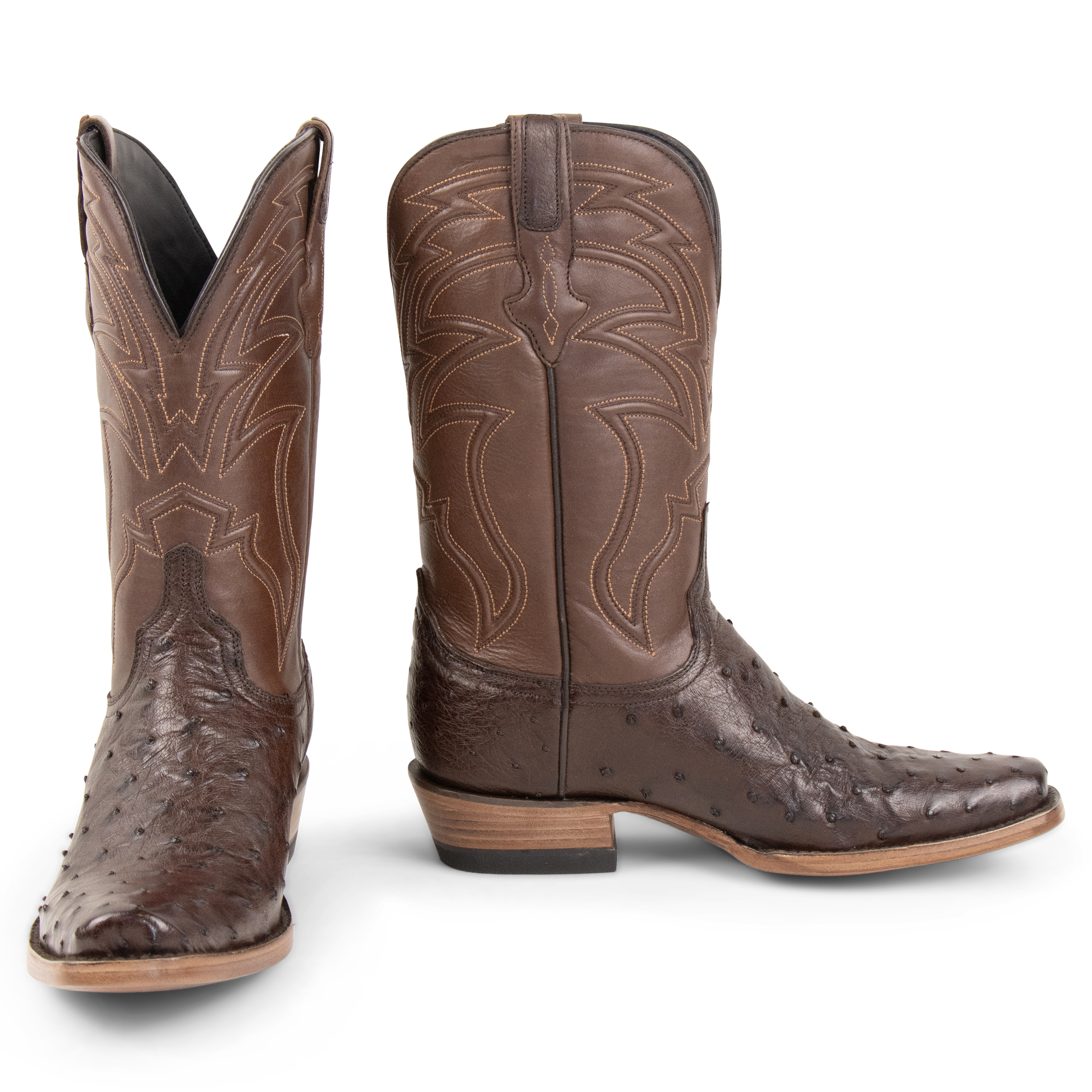 Resistol Boots Brown Gold Full Quill Ostrich Cutter Toe