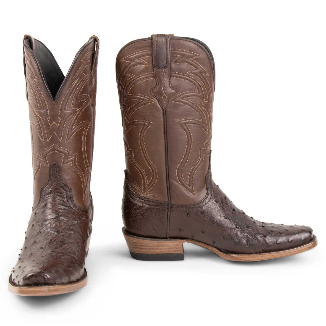 Resistol Boots Brown Gold Full Quill Ostrich Cutter Toe