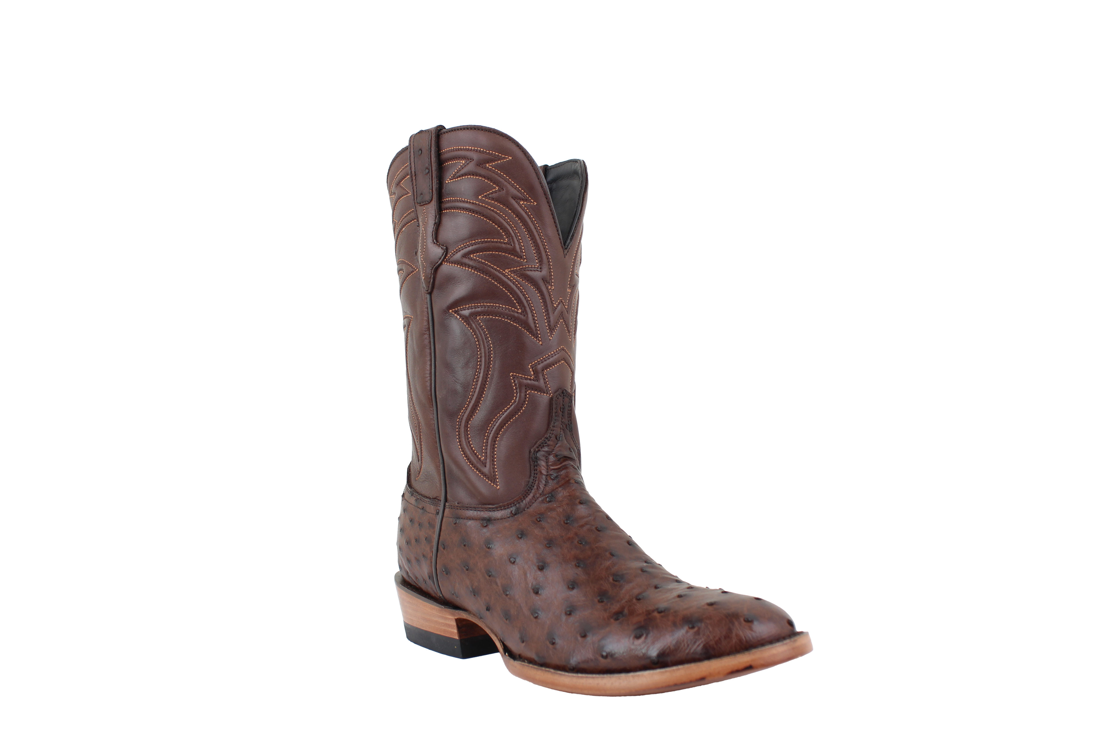 Full Quill Ostrich Brown - Round Toe