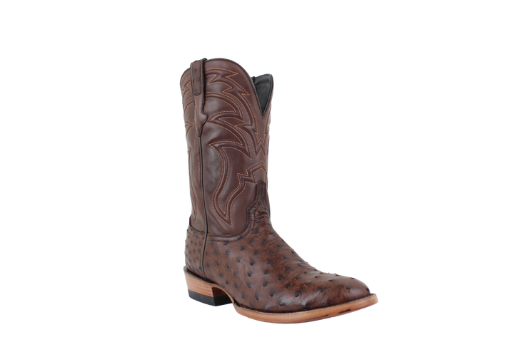 Full Quill Ostrich Brown - Round Toe