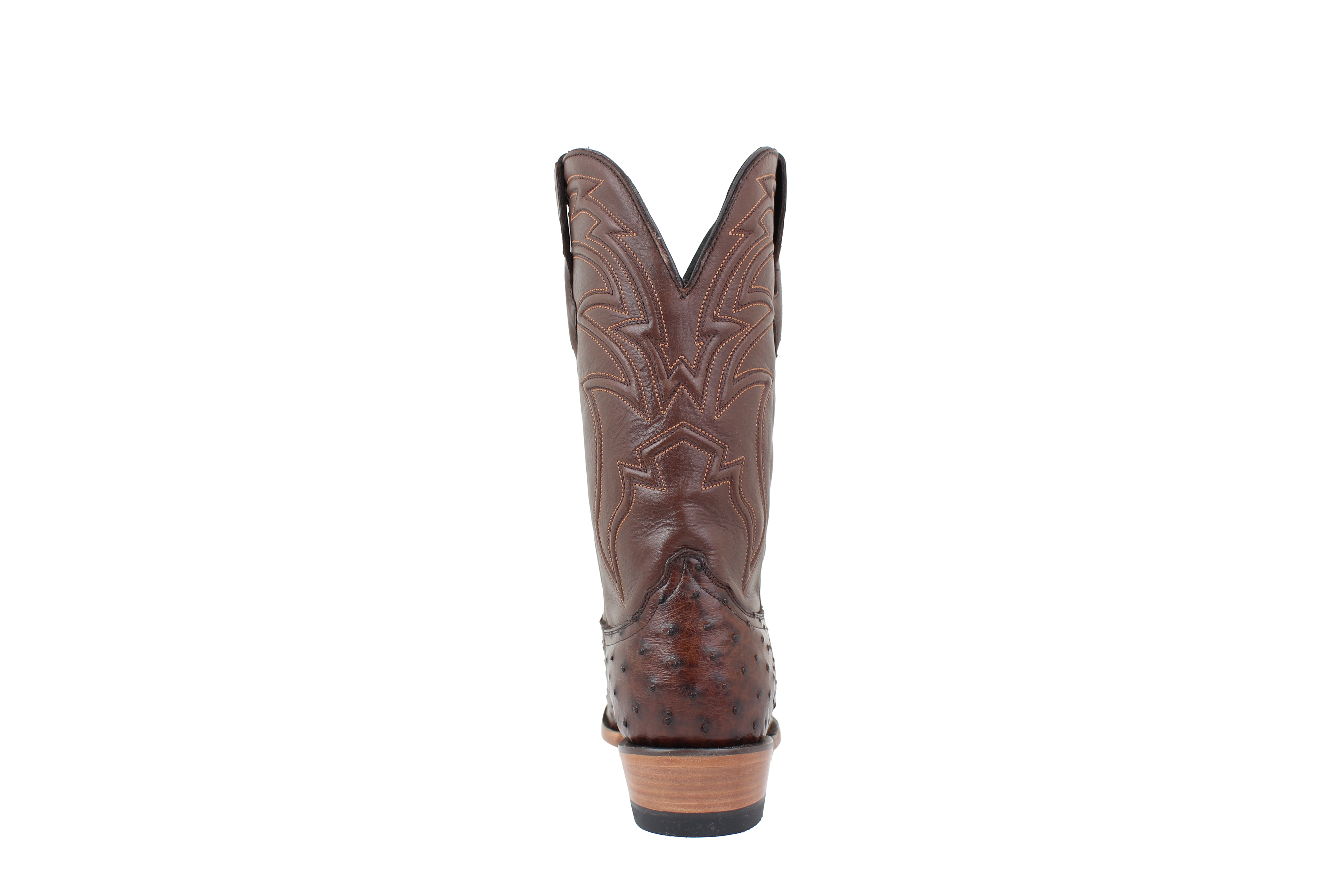 Full Quill Ostrich Brown - Round Toe