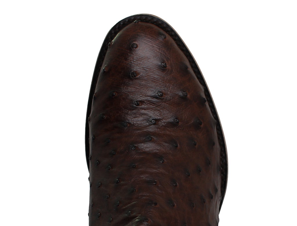 Full Quill Ostrich Brown - Round Toe