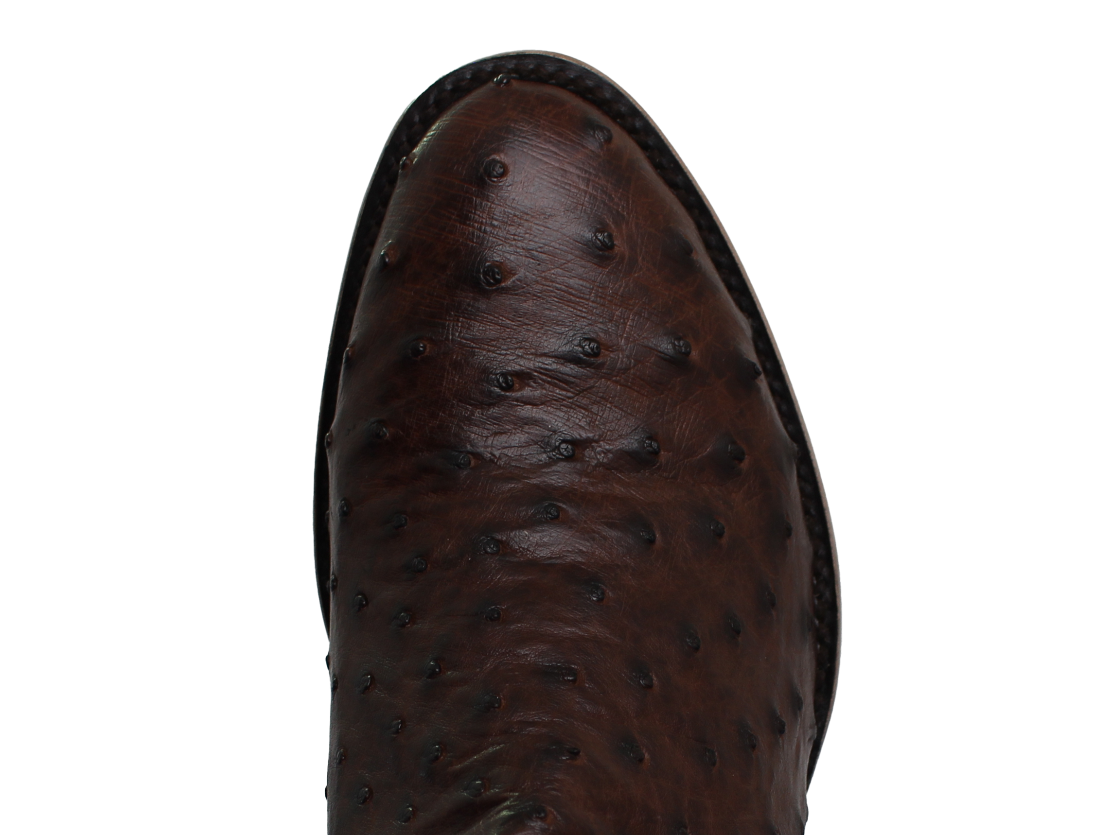 Full Quill Ostrich Brown - Round Toe