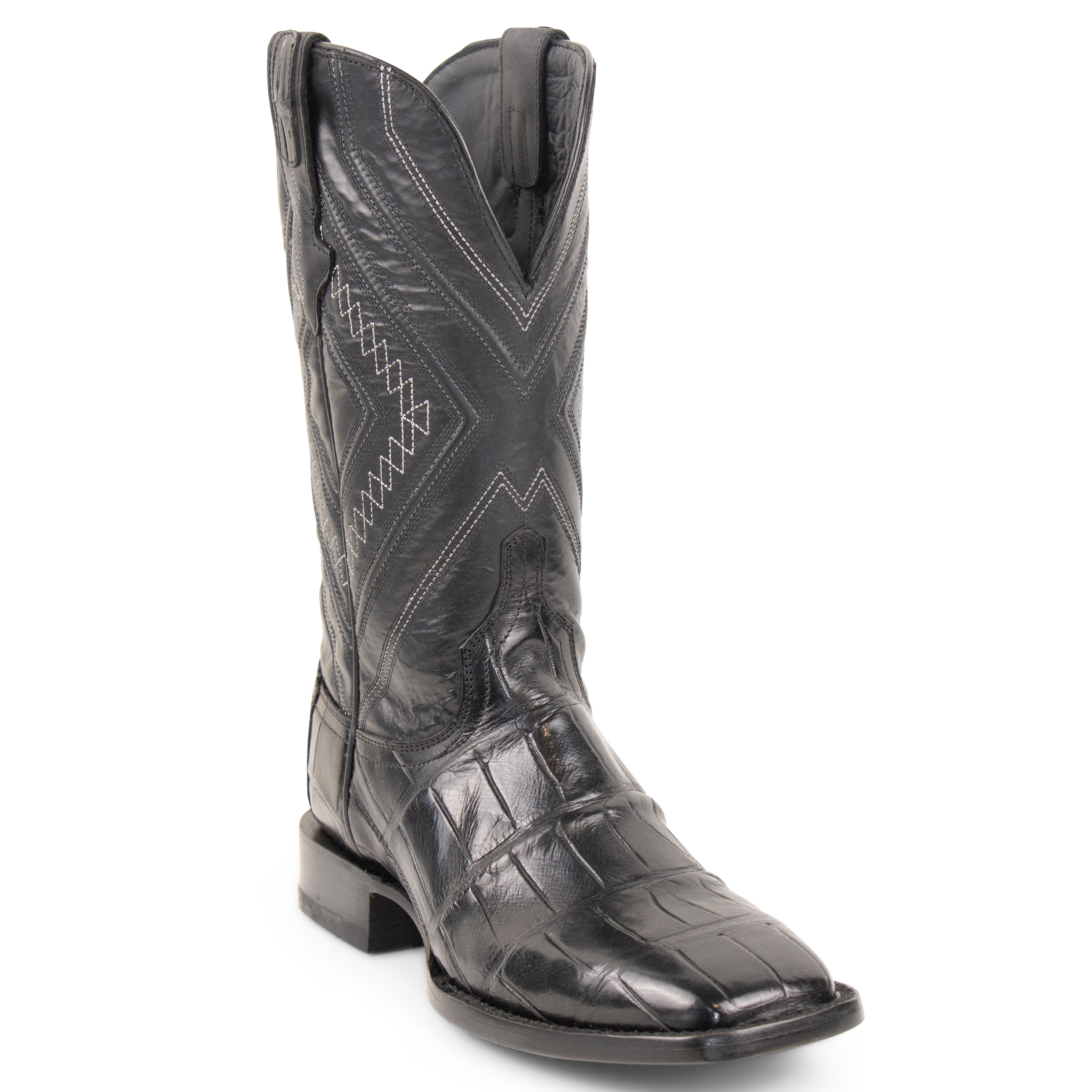 Resistol Boots Black Gold Alligator - Square Toe