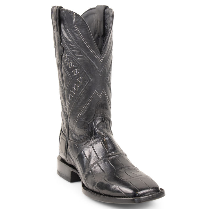 Resistol Boots Black Gold Alligator - Square Toe