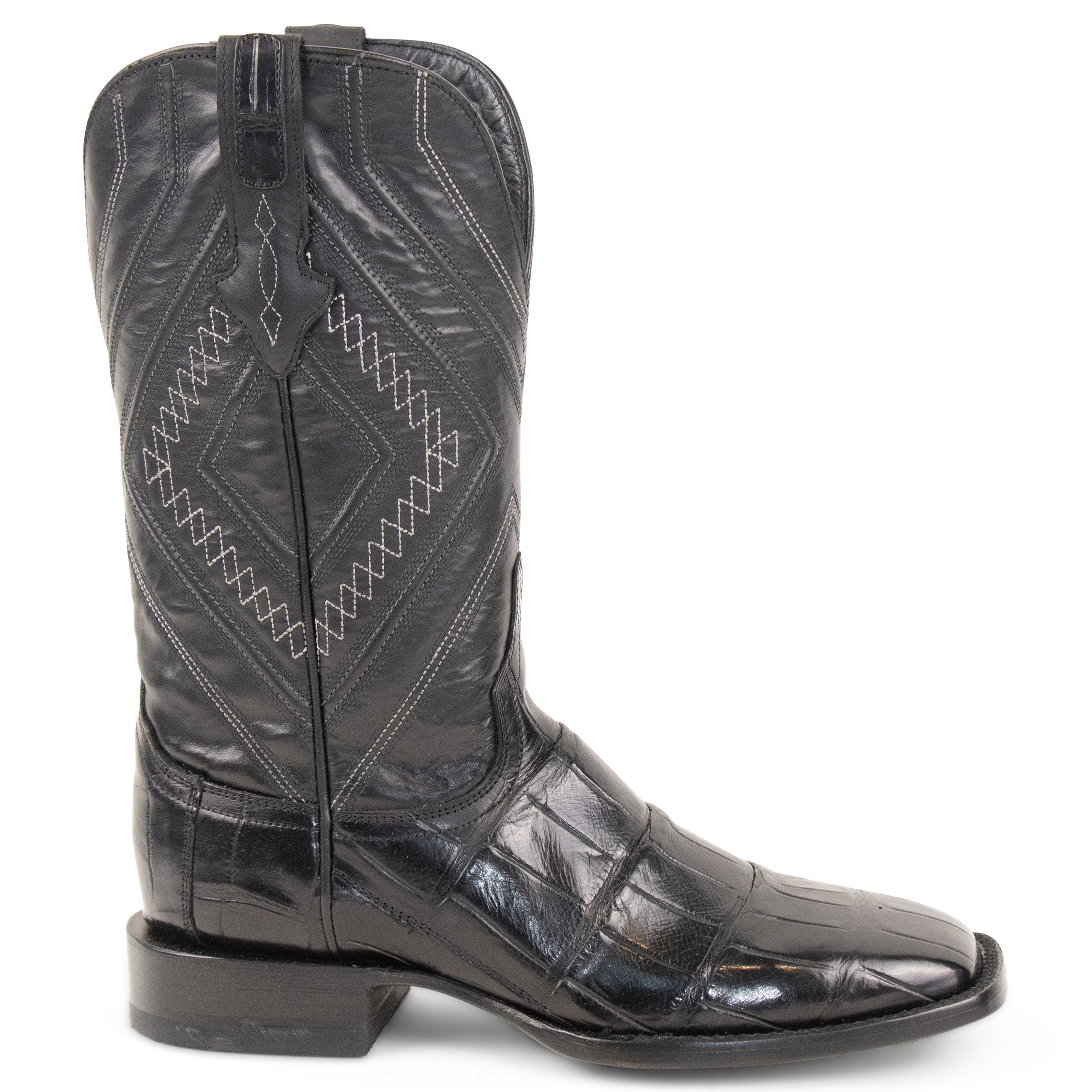 Resistol Boots Black Gold Alligator - Square Toe