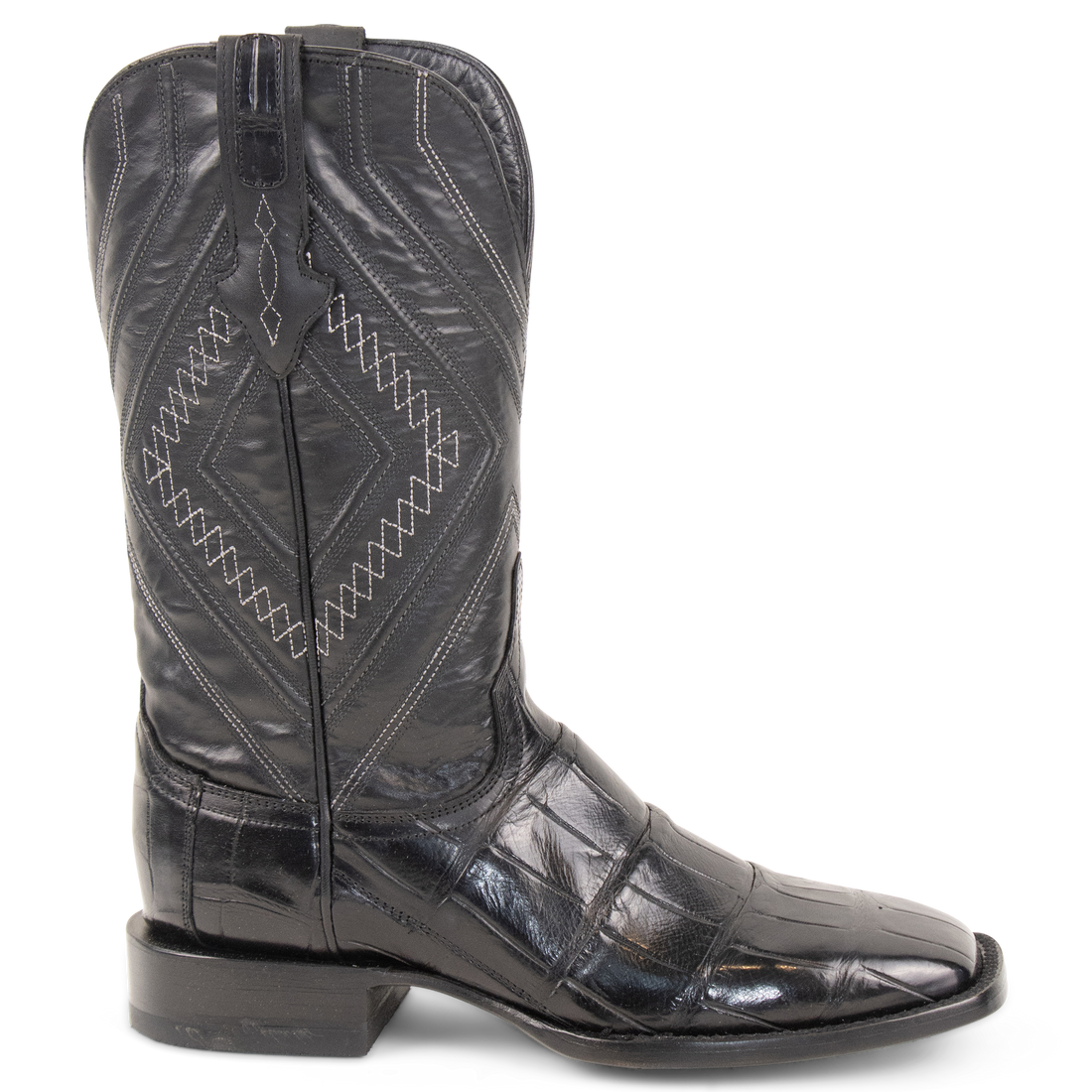 Resistol Boots Black Gold Alligator - Square Toe