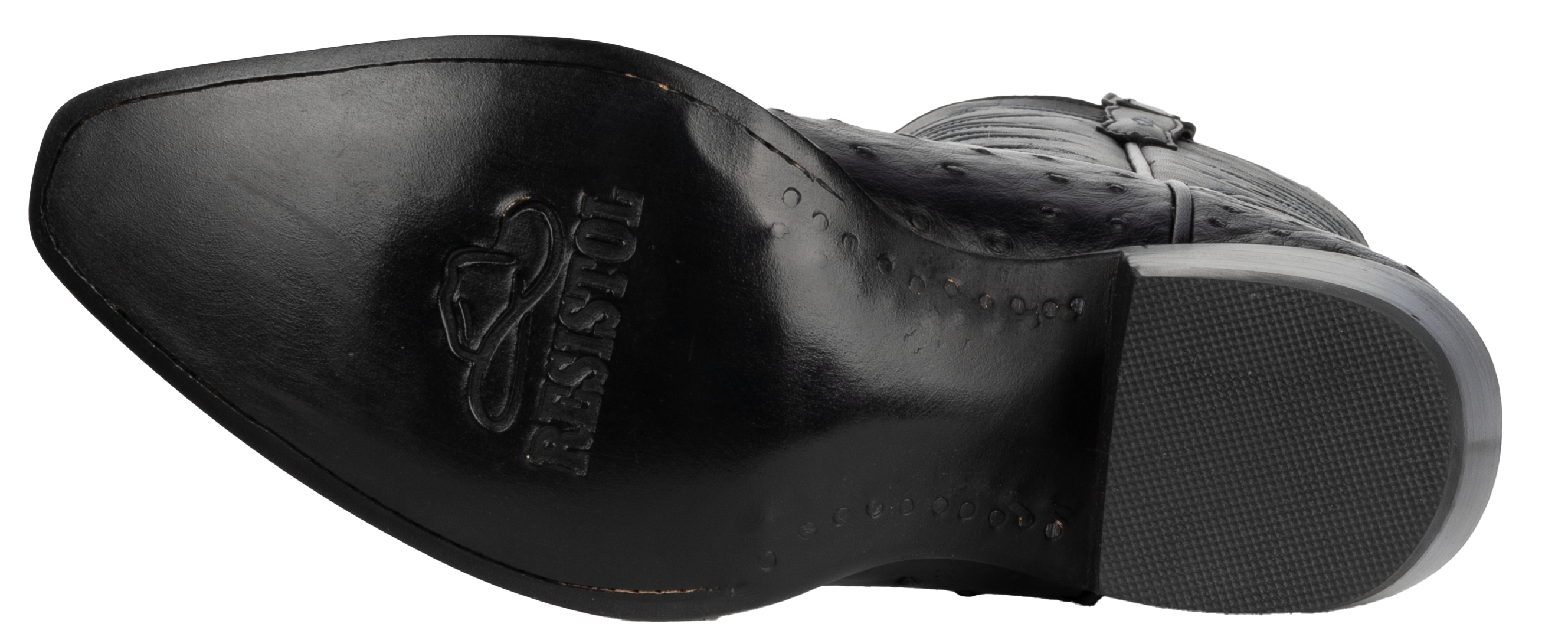 Resistol Boots Black Gold Full Quill Ostrich - Pointed Toe
