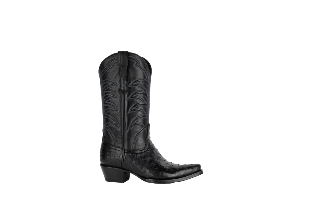 Full Quill Ostrich Black - Pointed Toe