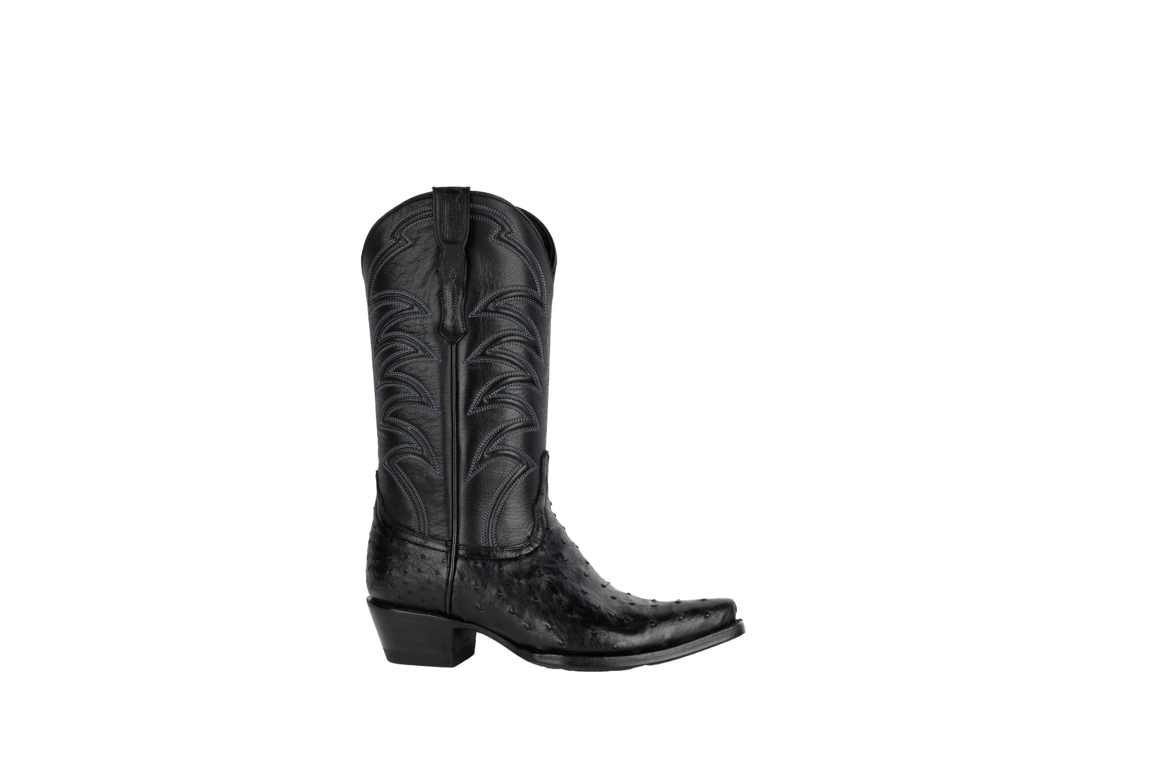 Full Quill Ostrich Black - Pointed Toe