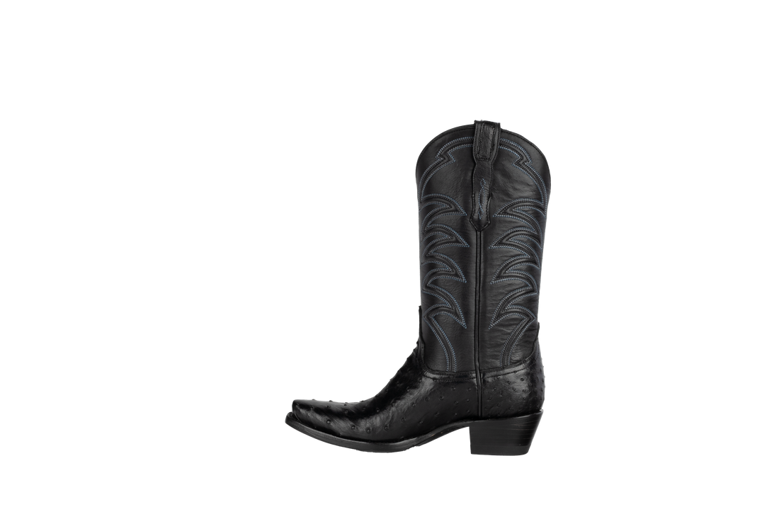 Resistol Boots Black Gold Full Quill Ostrich - Pointed Toe