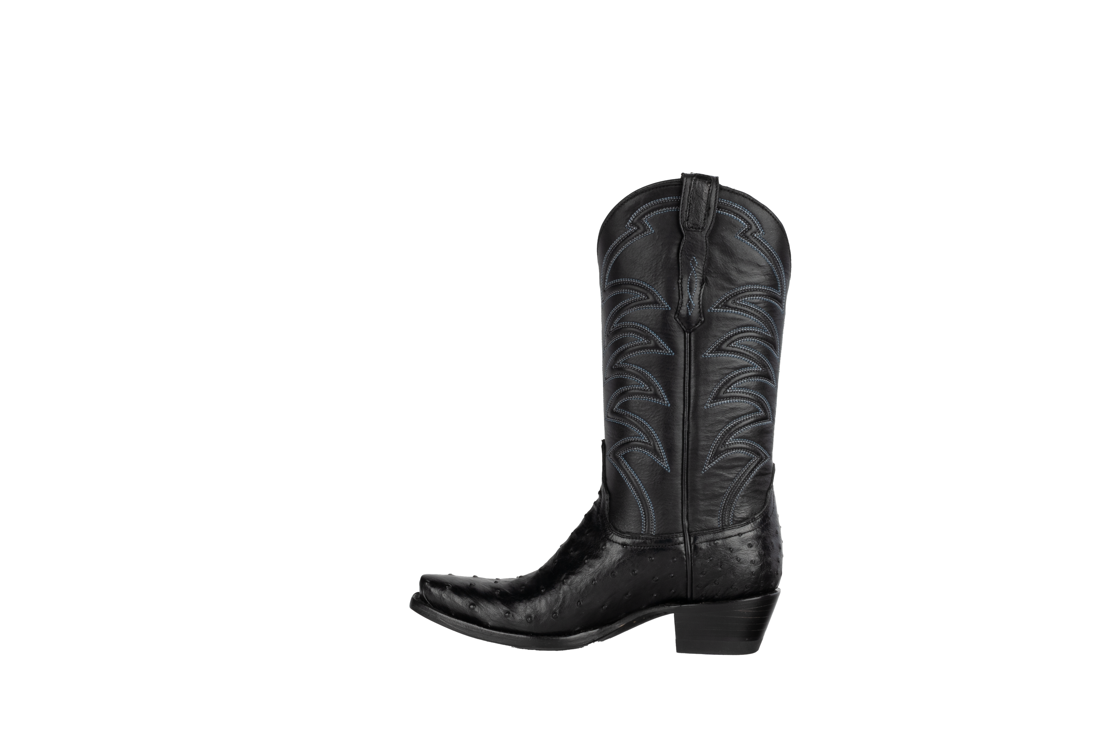 Full Quill Ostrich Black - Pointed Toe