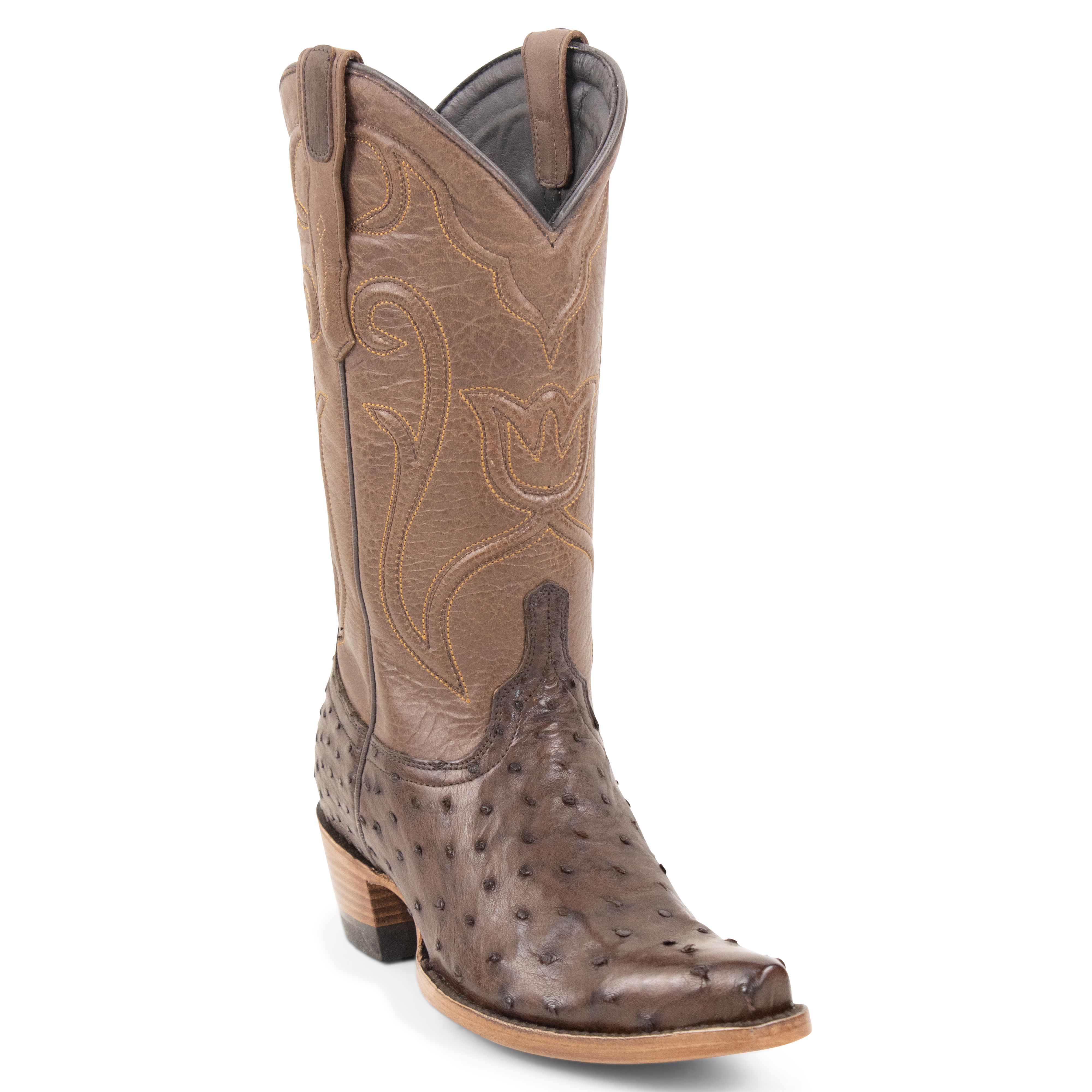 Resistol Boots Brown Gold Full Quill Ostrich - Pointed Toe