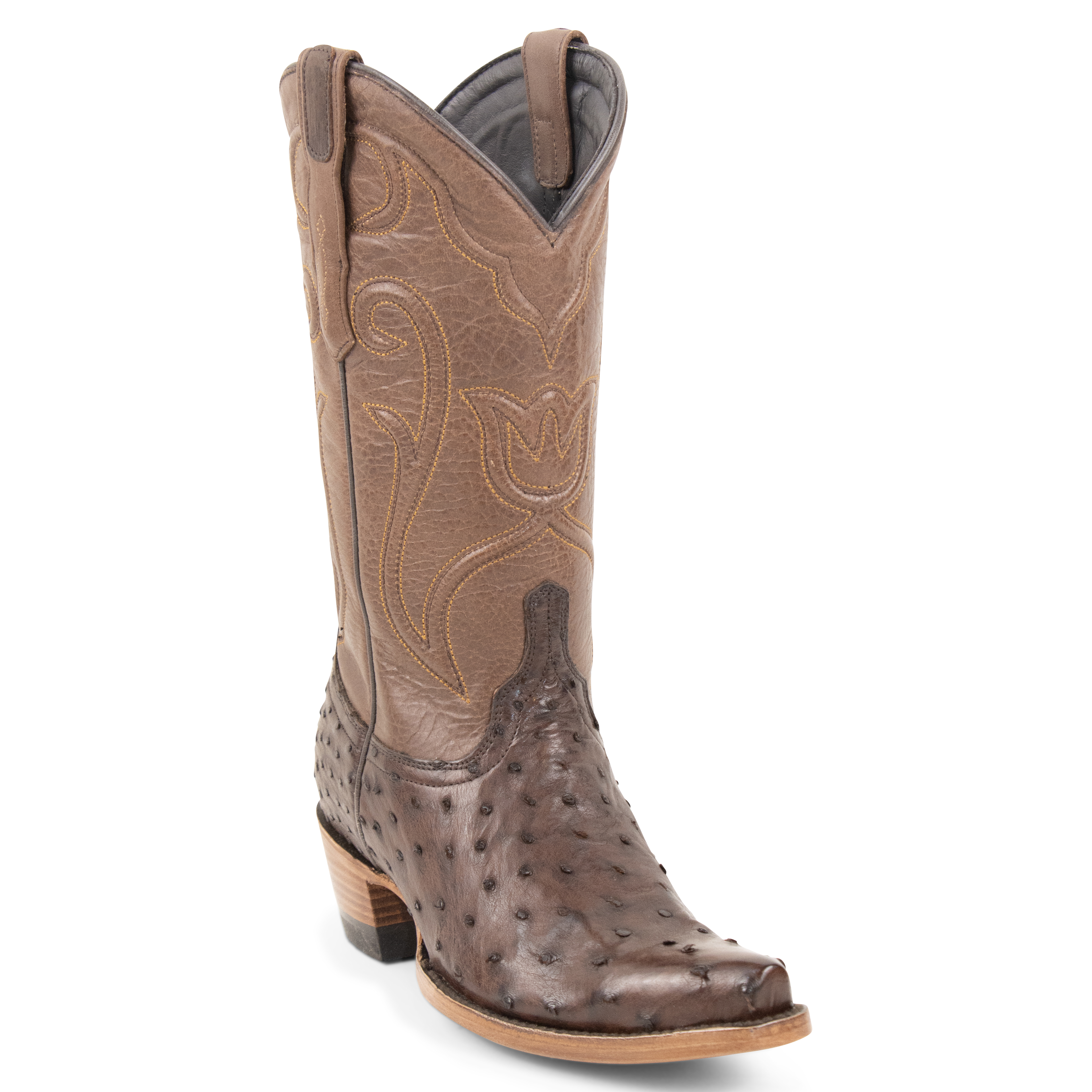 Full Quill Ostrich Brown - Pointed Toe