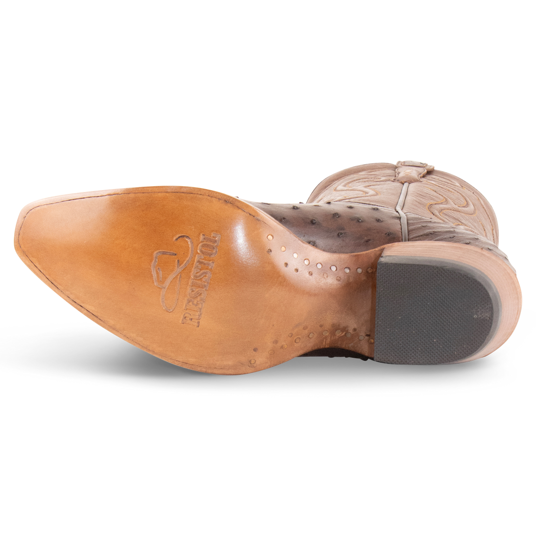 Resistol Boots Brown Gold Full Quill Ostrich - Pointed Toe