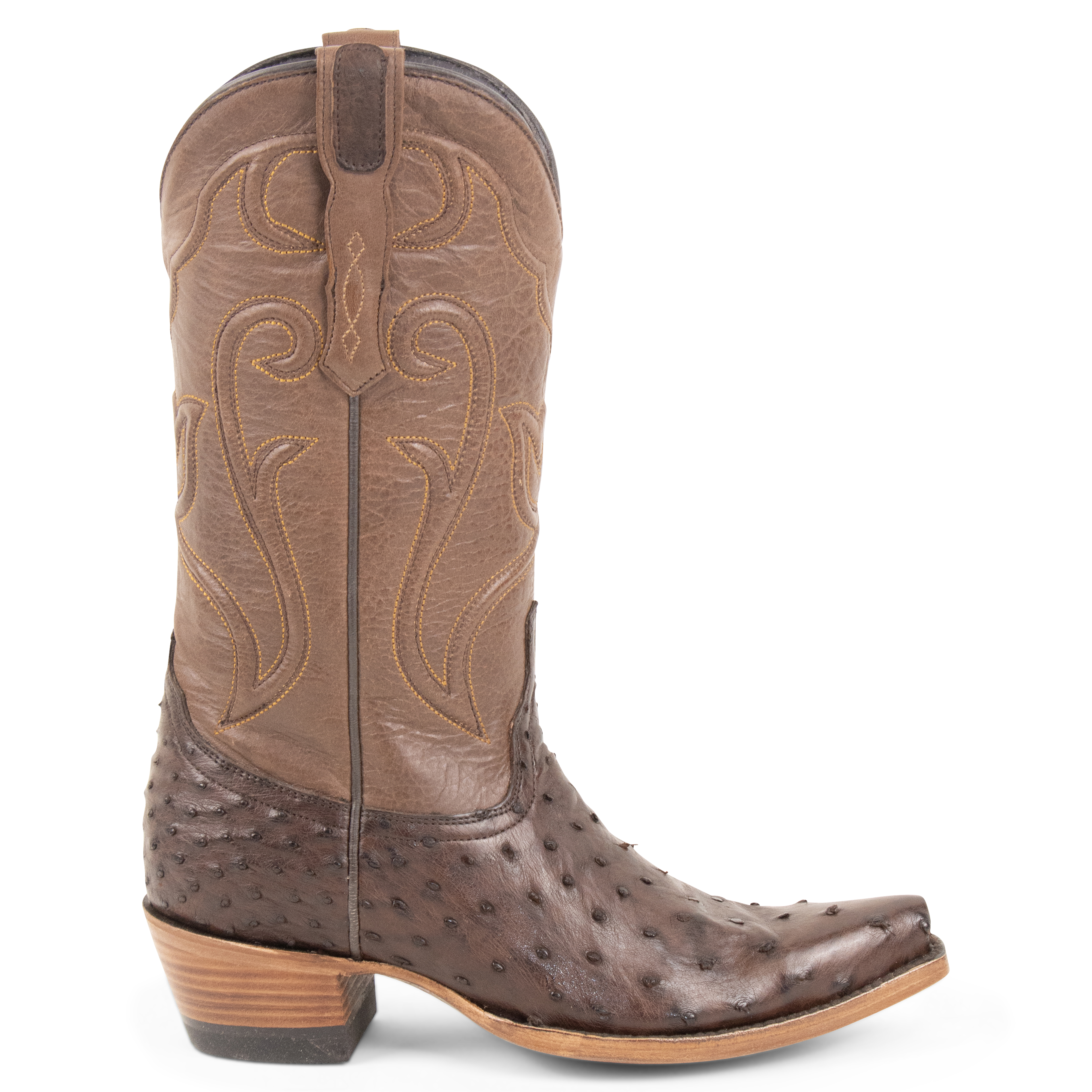 Resistol Boots Brown Gold Full Quill Ostrich - Pointed Toe
