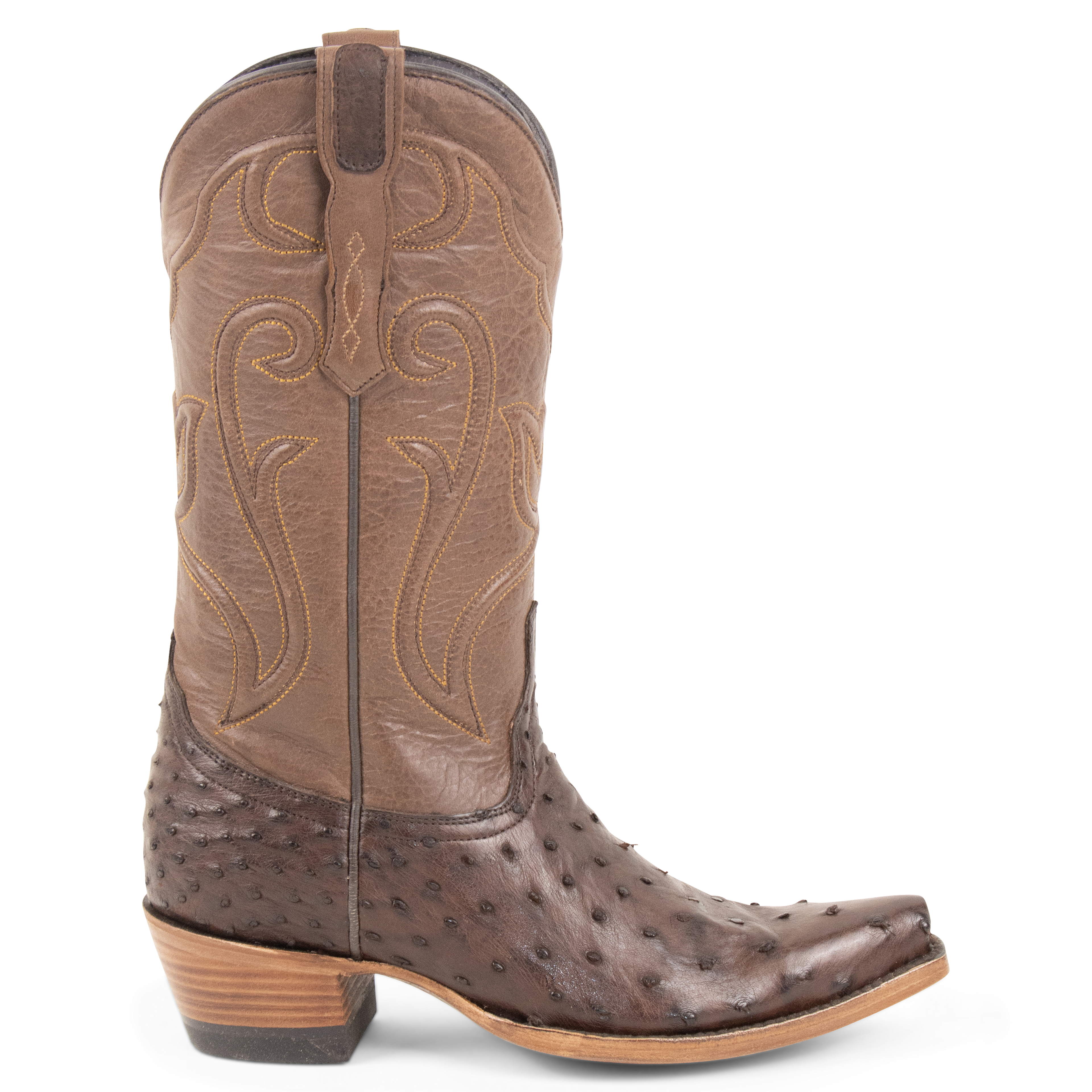Full Quill Ostrich Brown - Pointed Toe