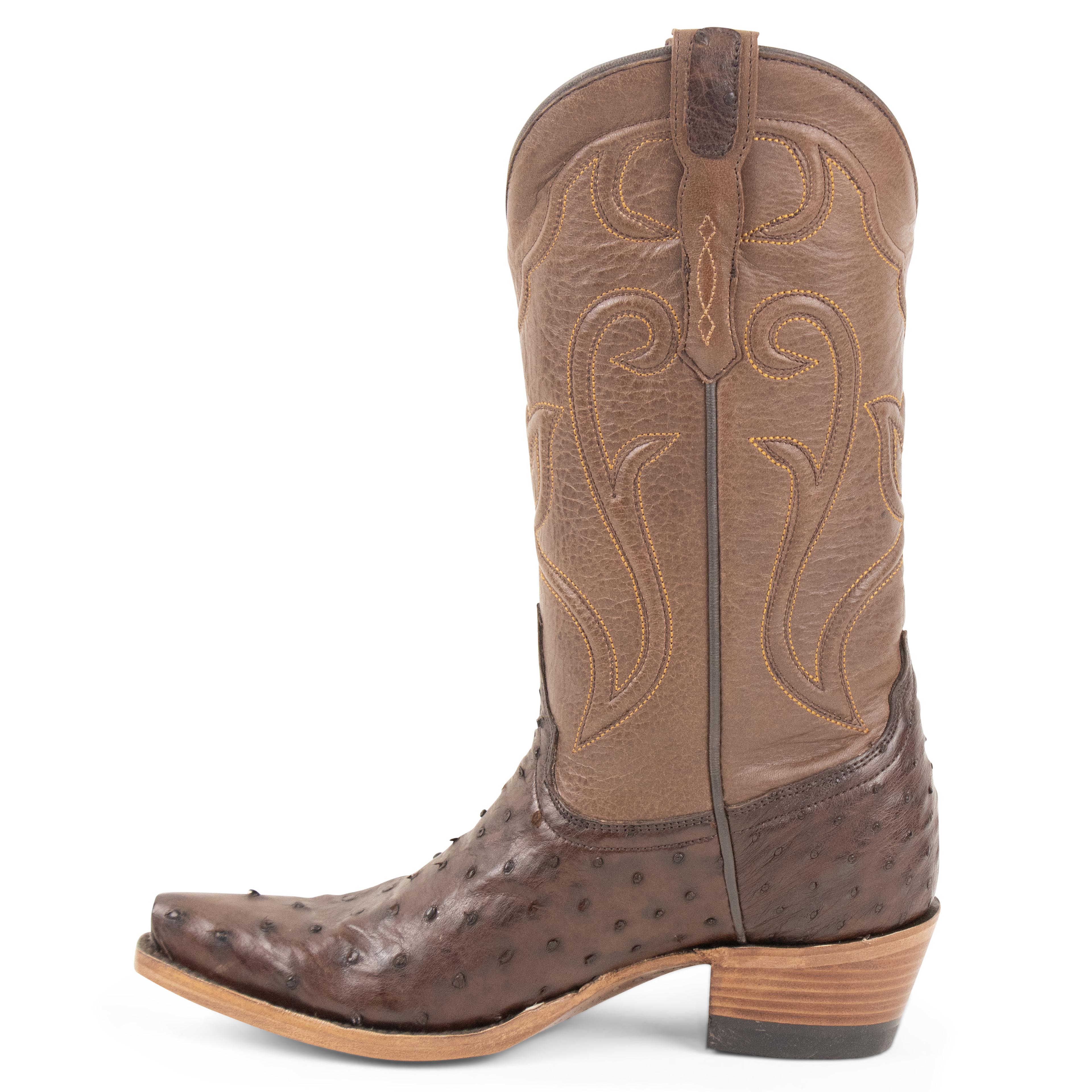 Full Quill Ostrich Brown - Pointed Toe