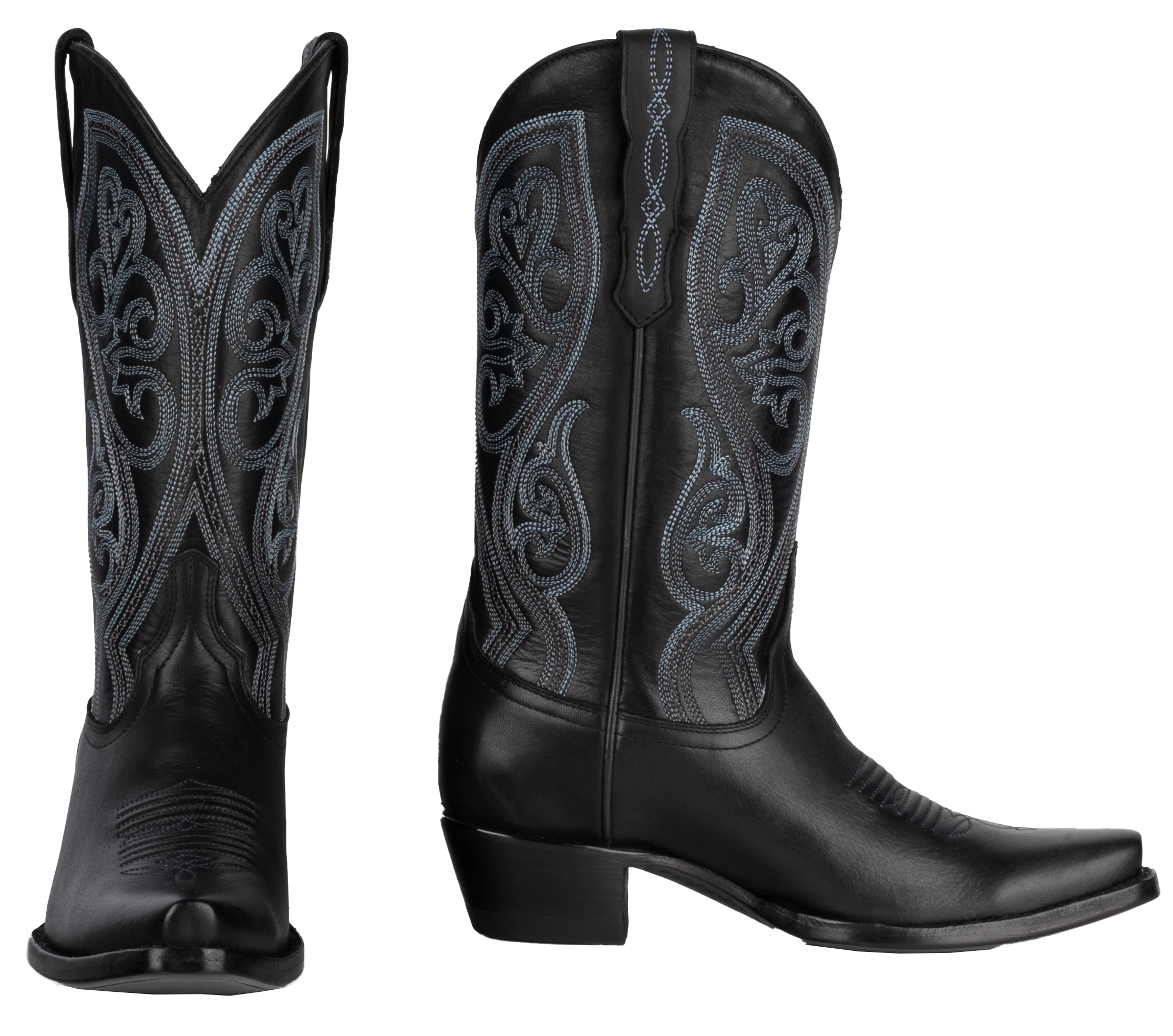 Resistol Boots Black Gold Jersey Cowhide - Pointed Toe