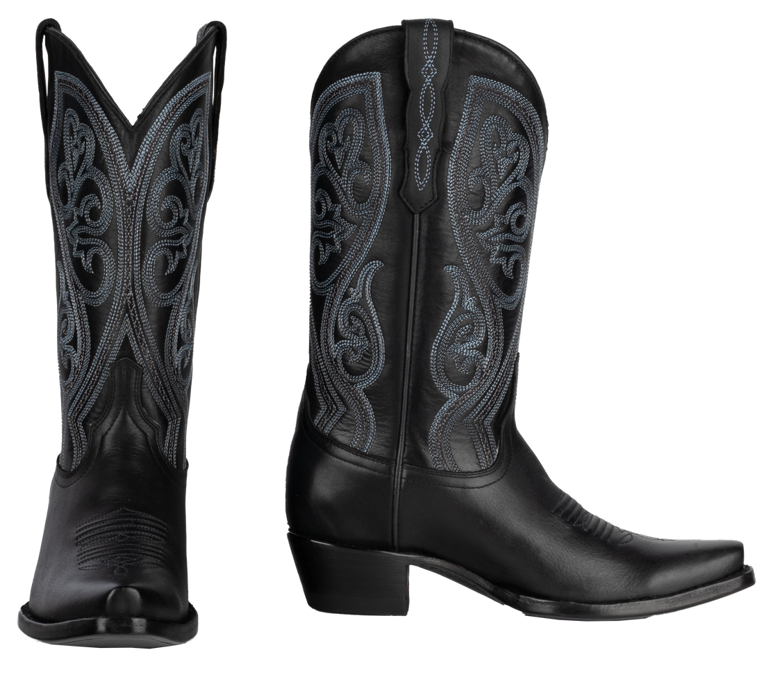 Resistol Boots Black Gold Jersey Cowhide - Pointed Toe