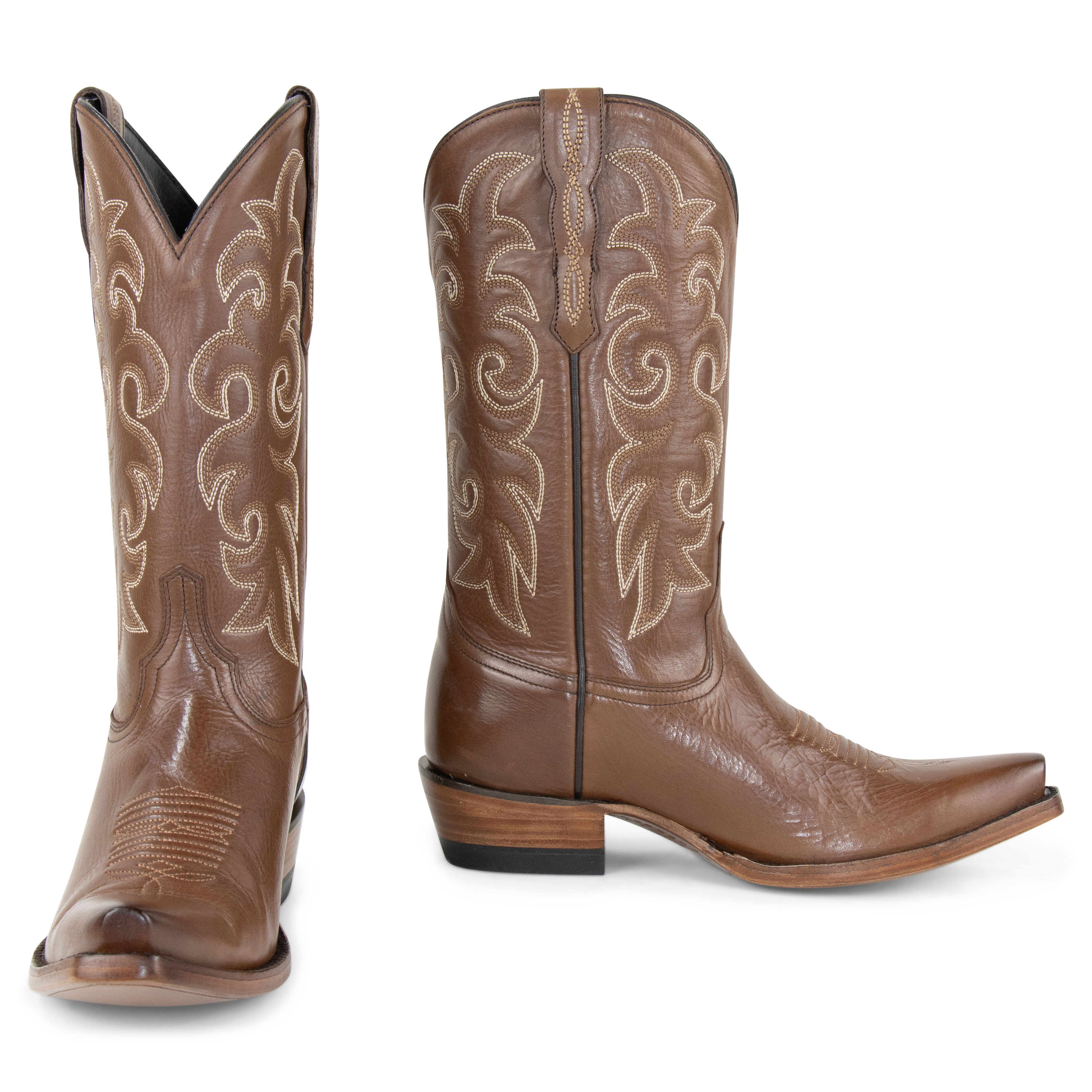 Resistol Boots Brown Gold Jersey Cowhide - Pointed Toe