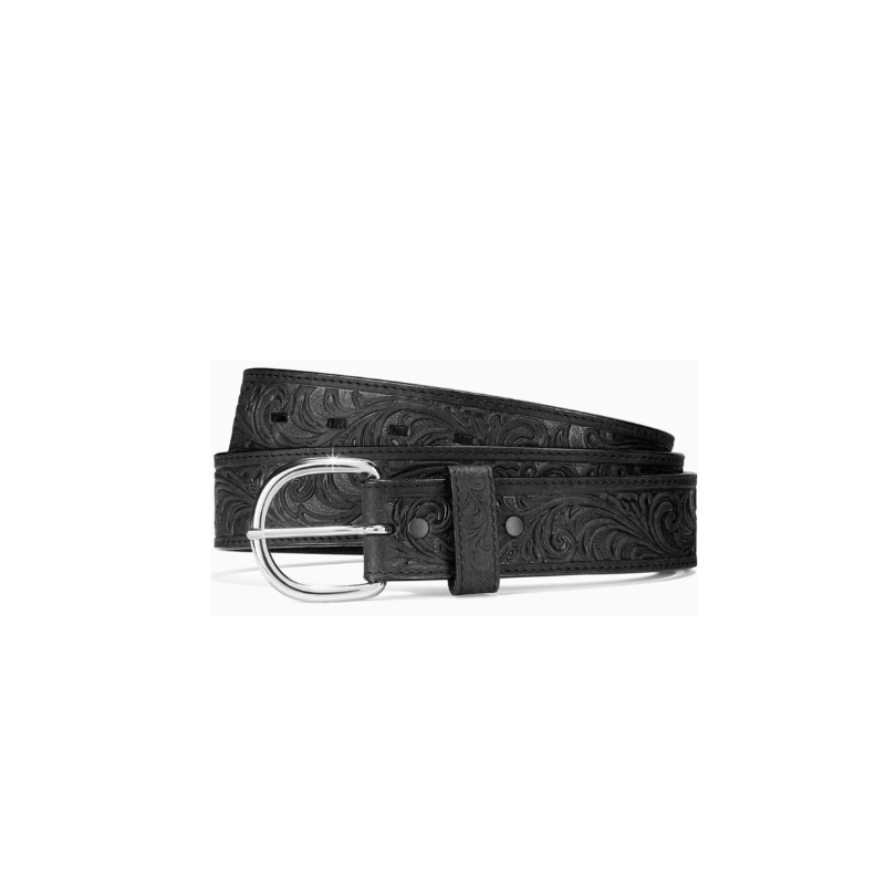 Black Western Scroll Tooled Belt