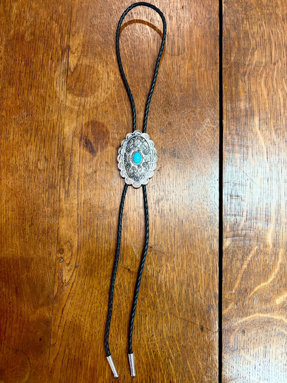 Oval Silver with Turquoise Bolo