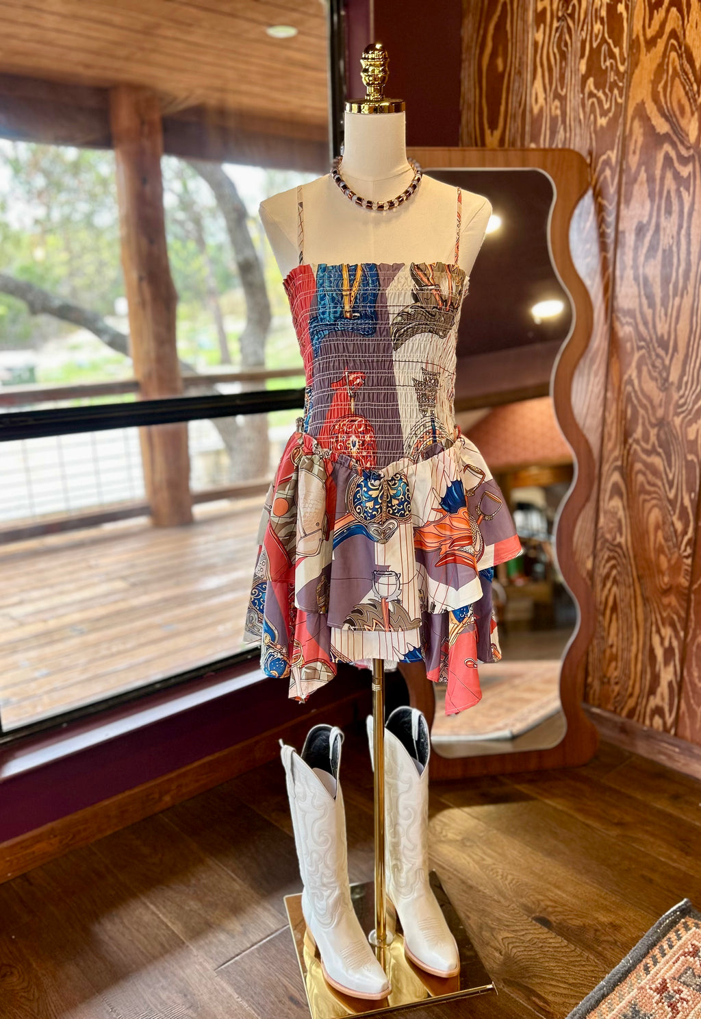 Smocked Mini Dress - Red