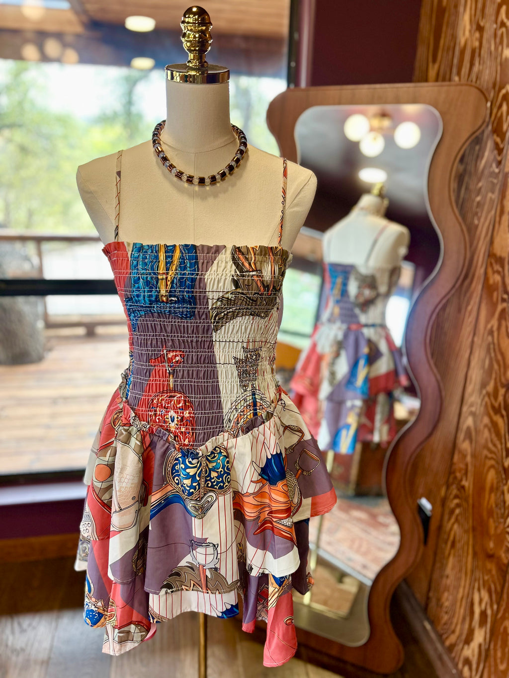 Smocked Mini Dress - Red