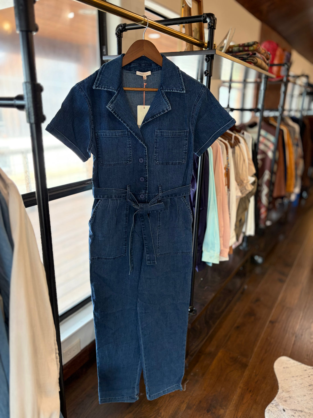 Blue Denim Utility Jumpsuit