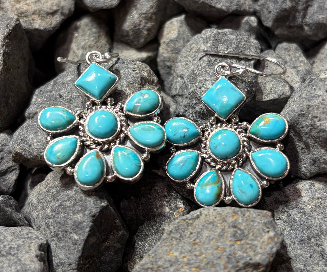 Round Turq Pendant Earrings