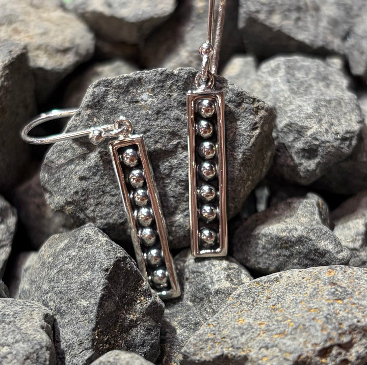 7 Bead Bar Sterling Earrings