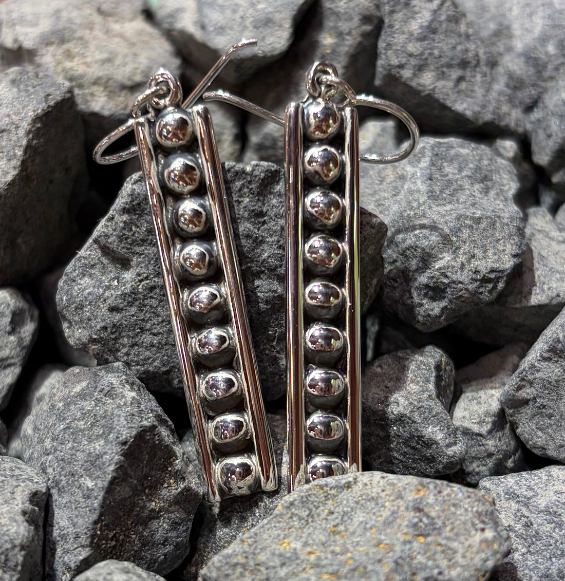 9 Bead Bar Sterling Earrings