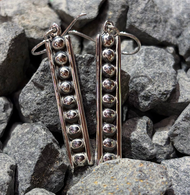 9 Bead Bar Sterling Earrings