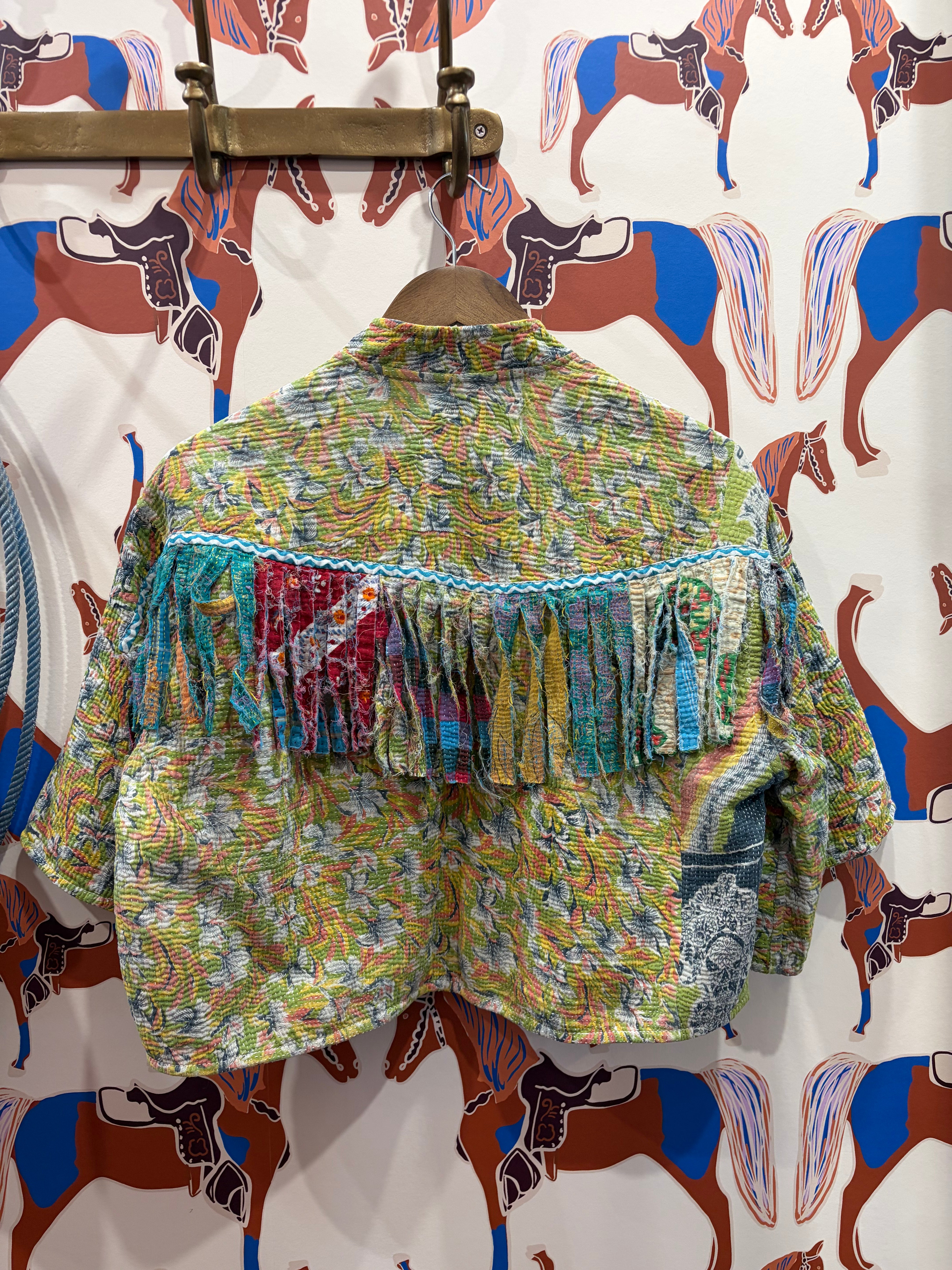 SaPeyKa Short Sleeved Fringe Crop