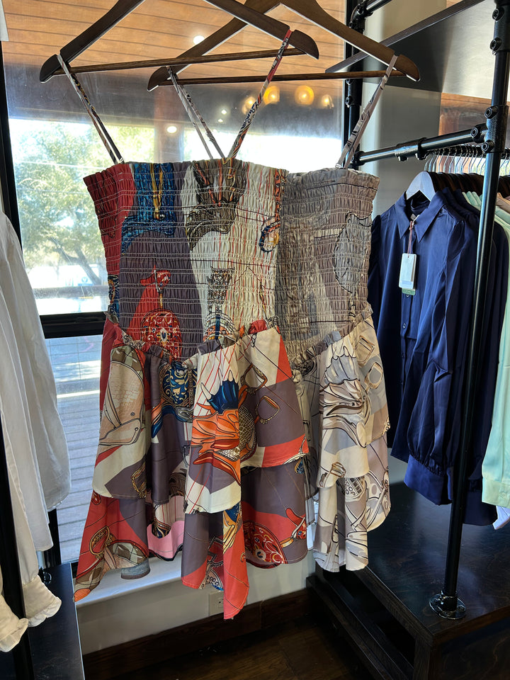 Printed Smocked Tube Mini Dress