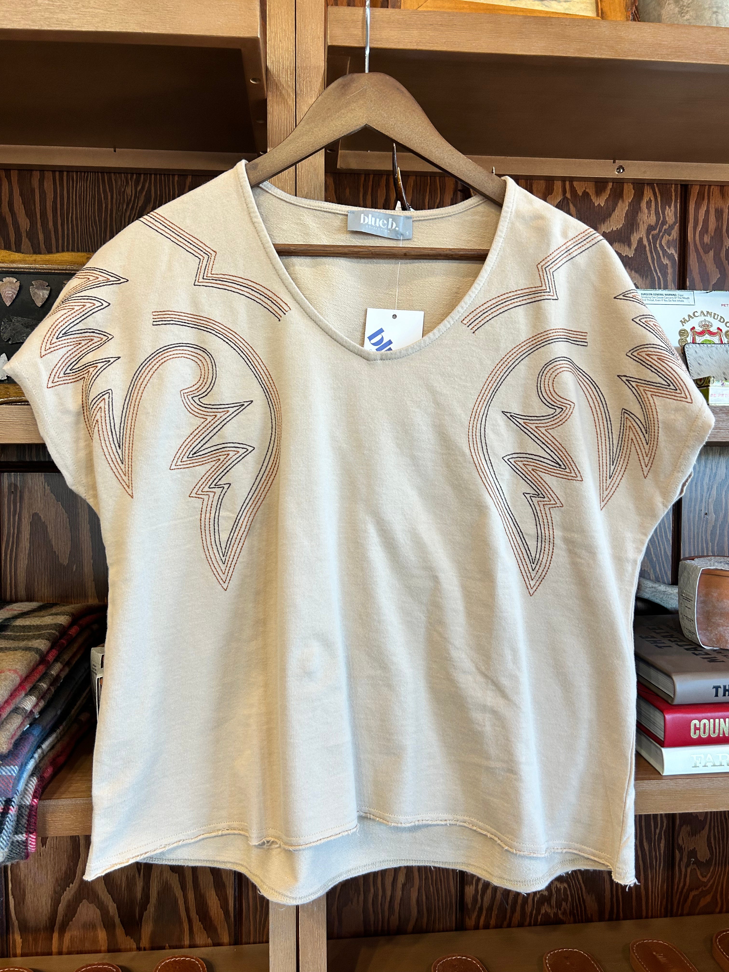 Stitch V-Neck French Terry Tee