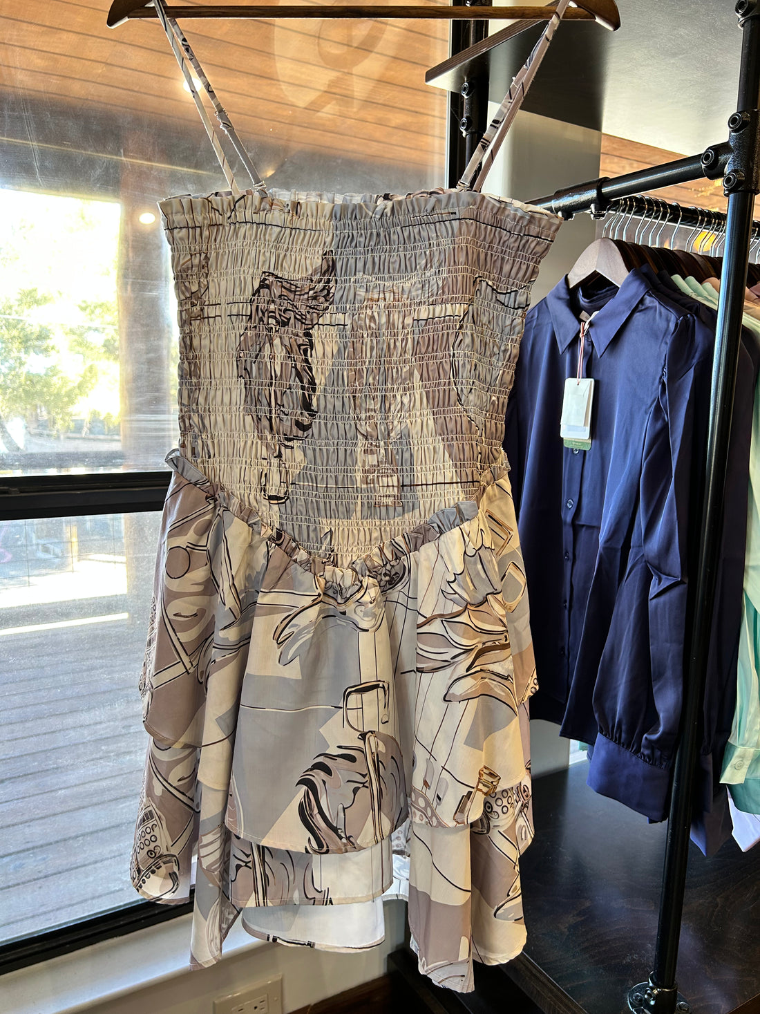 Smocked Tube Mini Dress - Sand