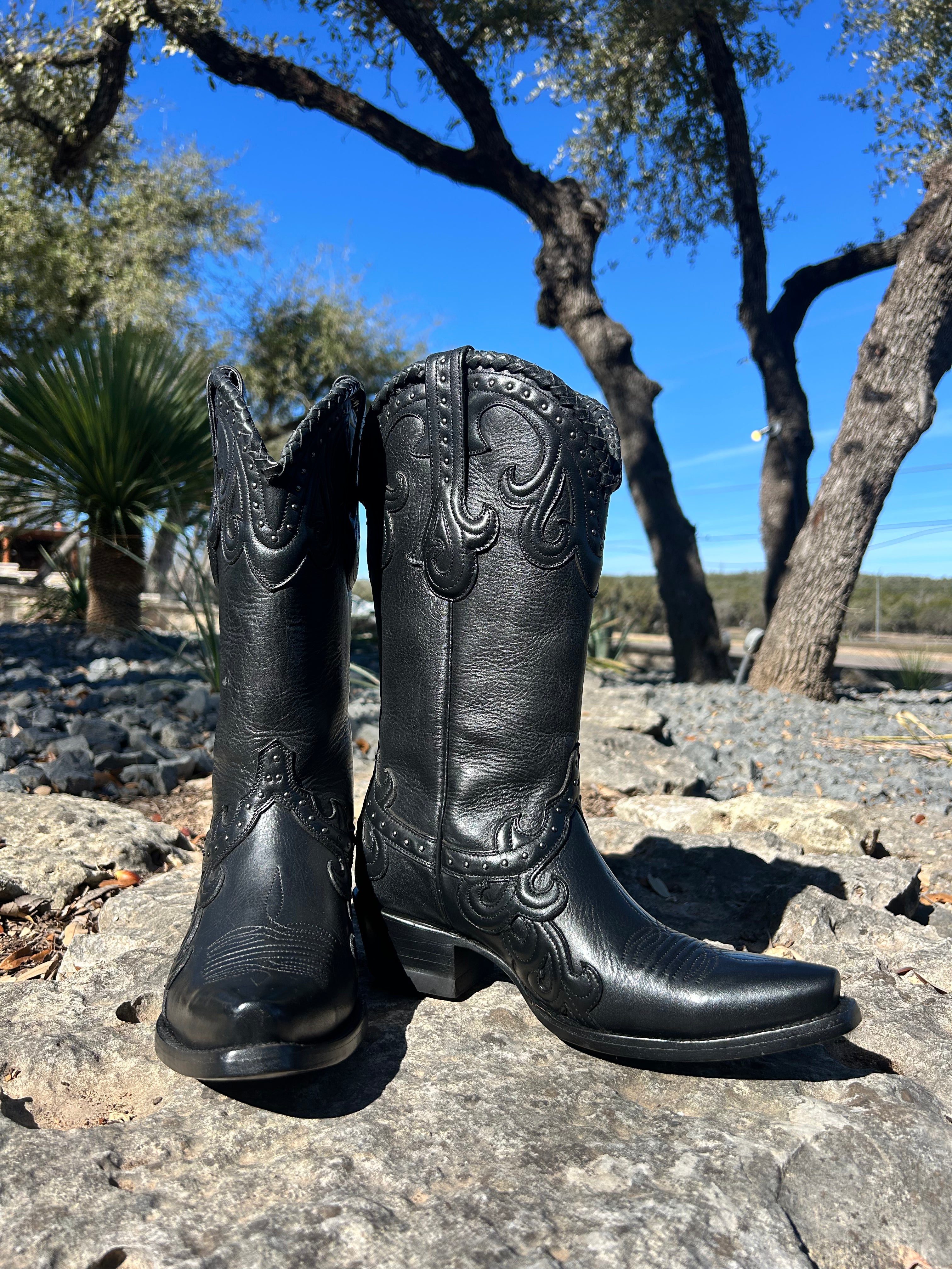 Azulado Boots - Black Jersey Cowhide - Snip Toe