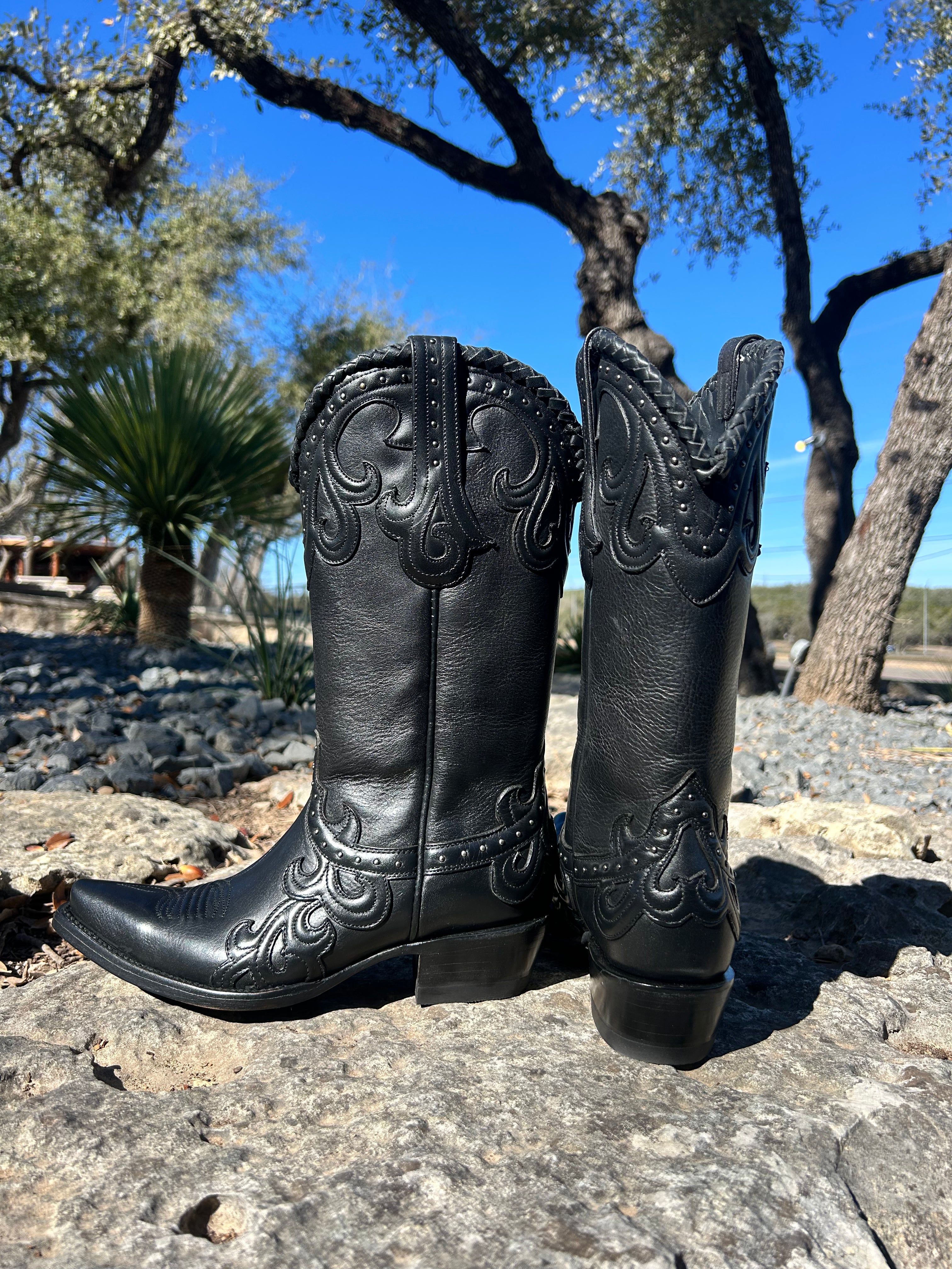 Azulado Boots - Black Jersey Cowhide - Snip Toe