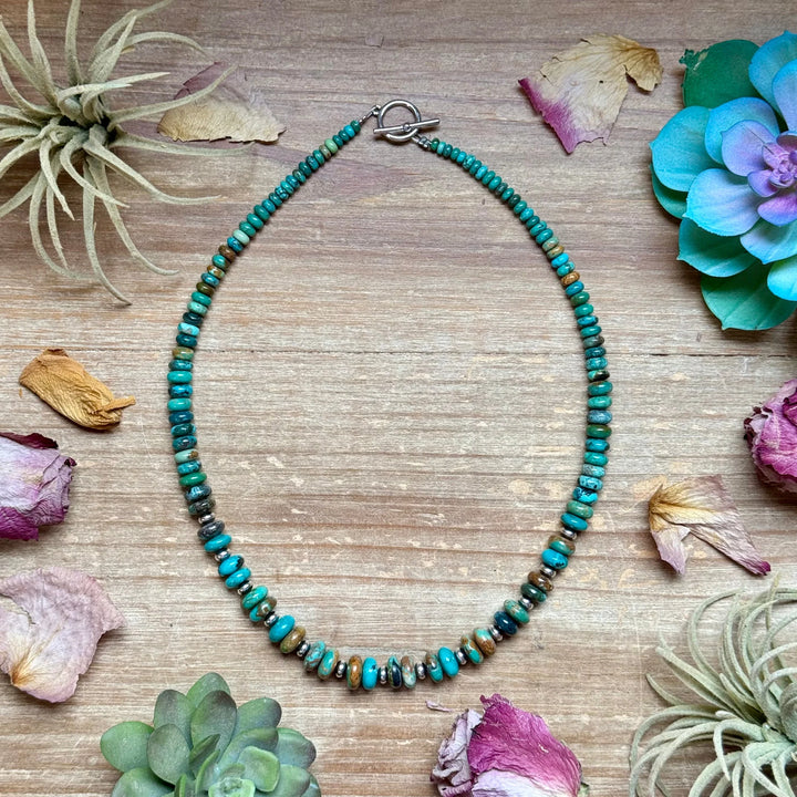 19" Sterling Silver Saucer Necklace w 5mm Rondelle Beads