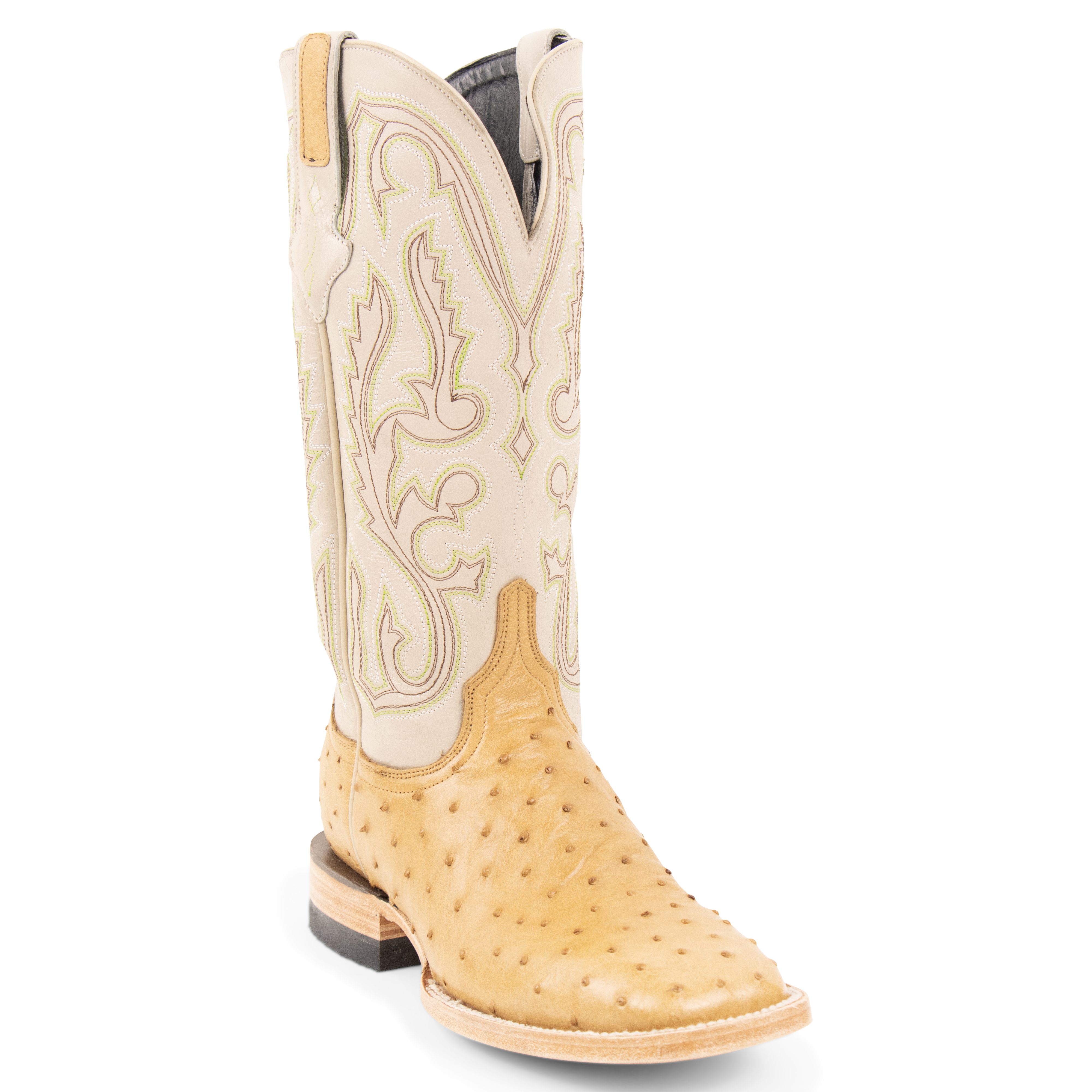 Full Quill Ostrich Saddle Tan - Square Toe