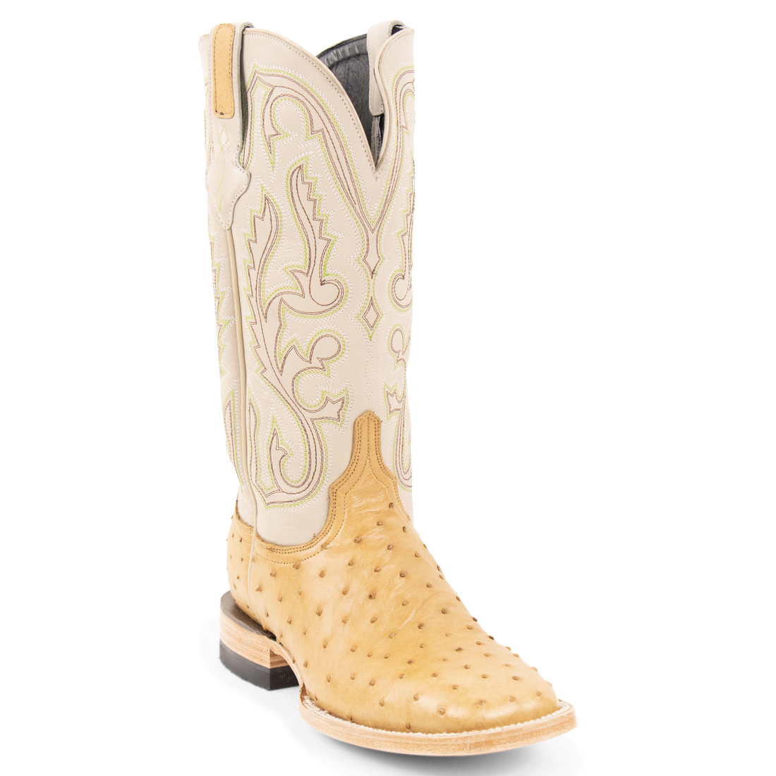 Full Quill Ostrich Saddle Tan - Square Toe