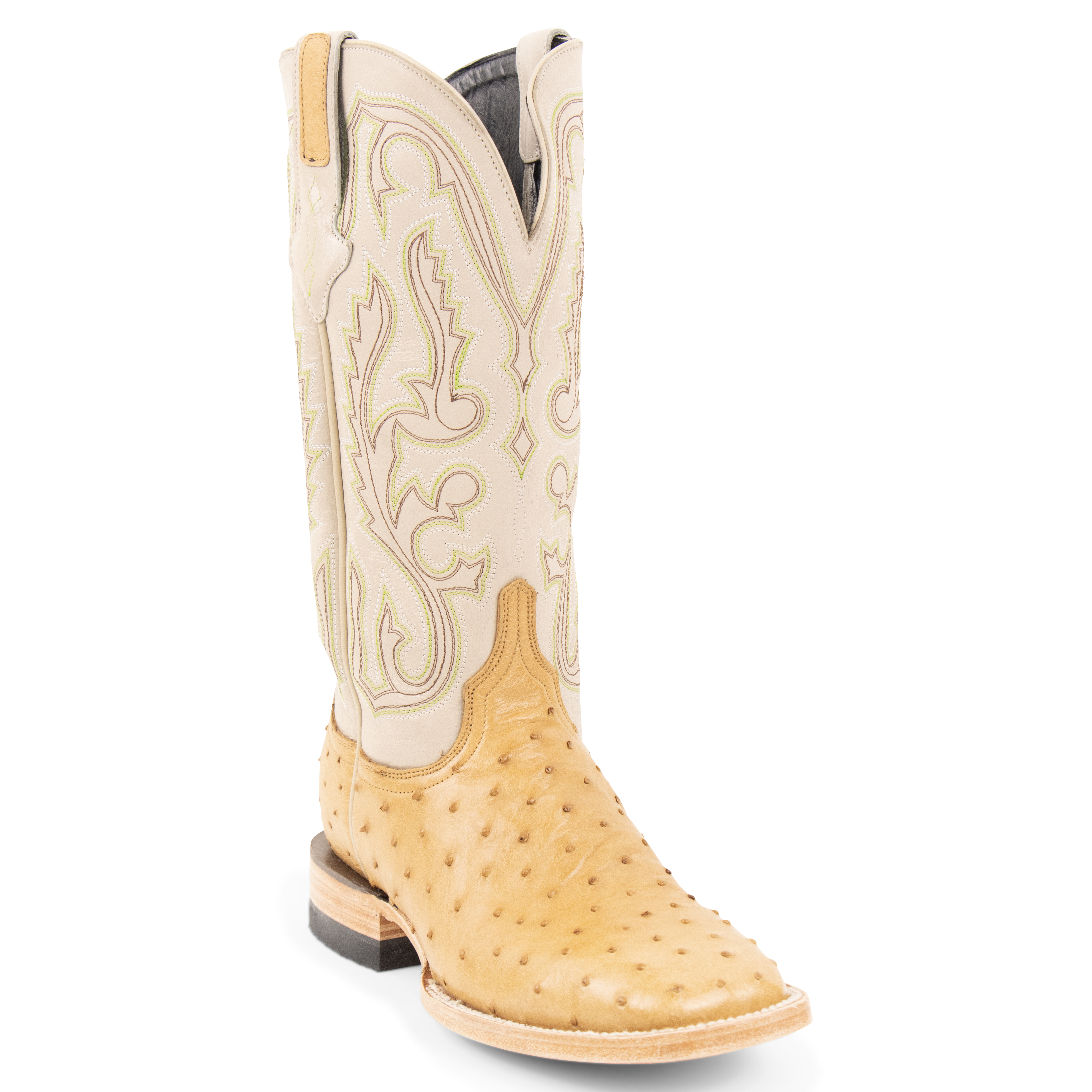 Full Quill Ostrich Saddle Tan - Square Toe