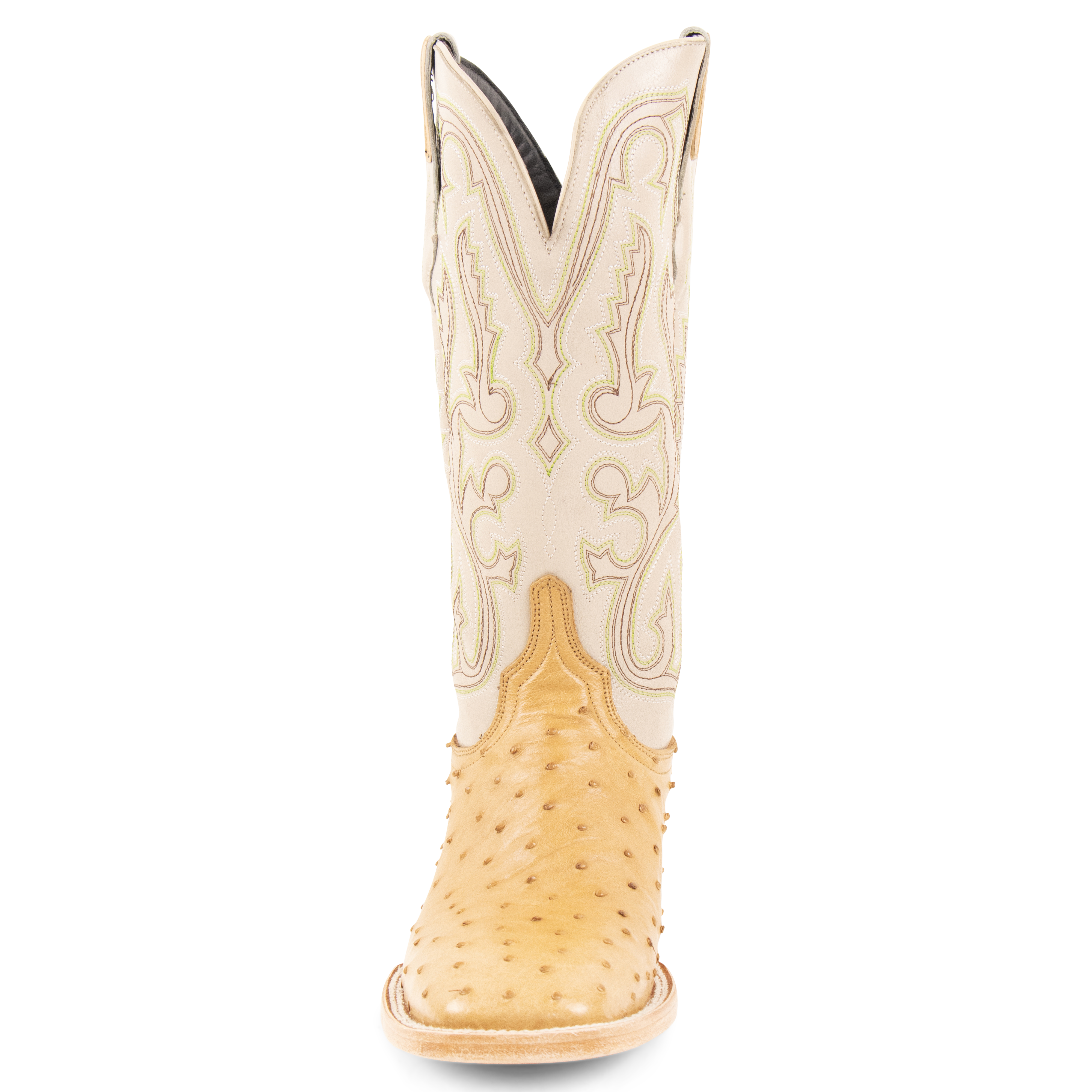 Full Quill Ostrich Saddle Tan - Square Toe