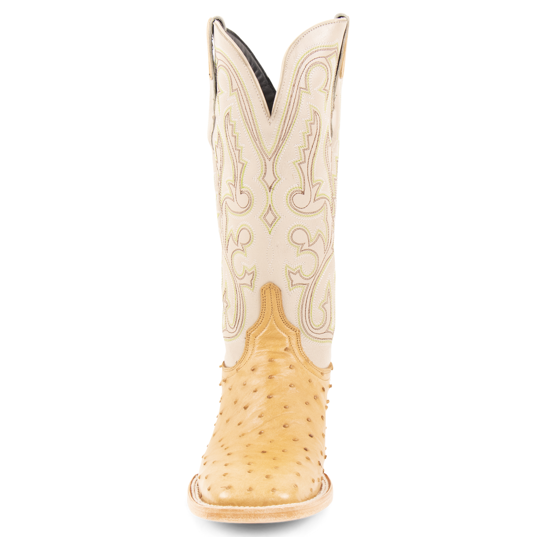Full Quill Ostrich Saddle Tan - Square Toe
